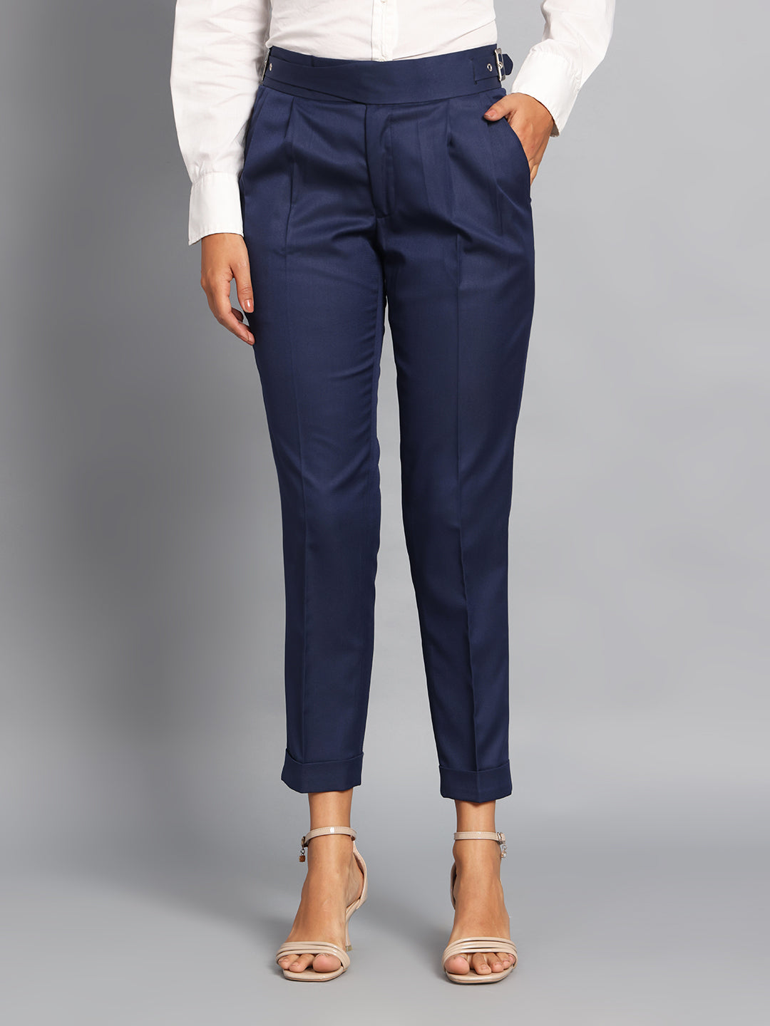 Classic Buckle Navy Blue Ladies Gurkha Pant