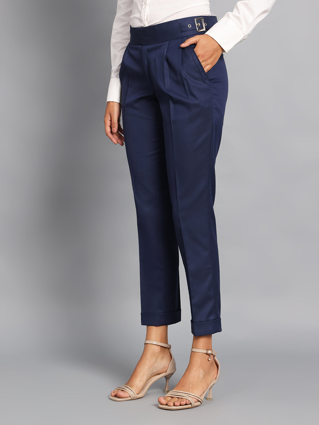 Classic Buckle Navy Blue Ladies Gurkha Pant