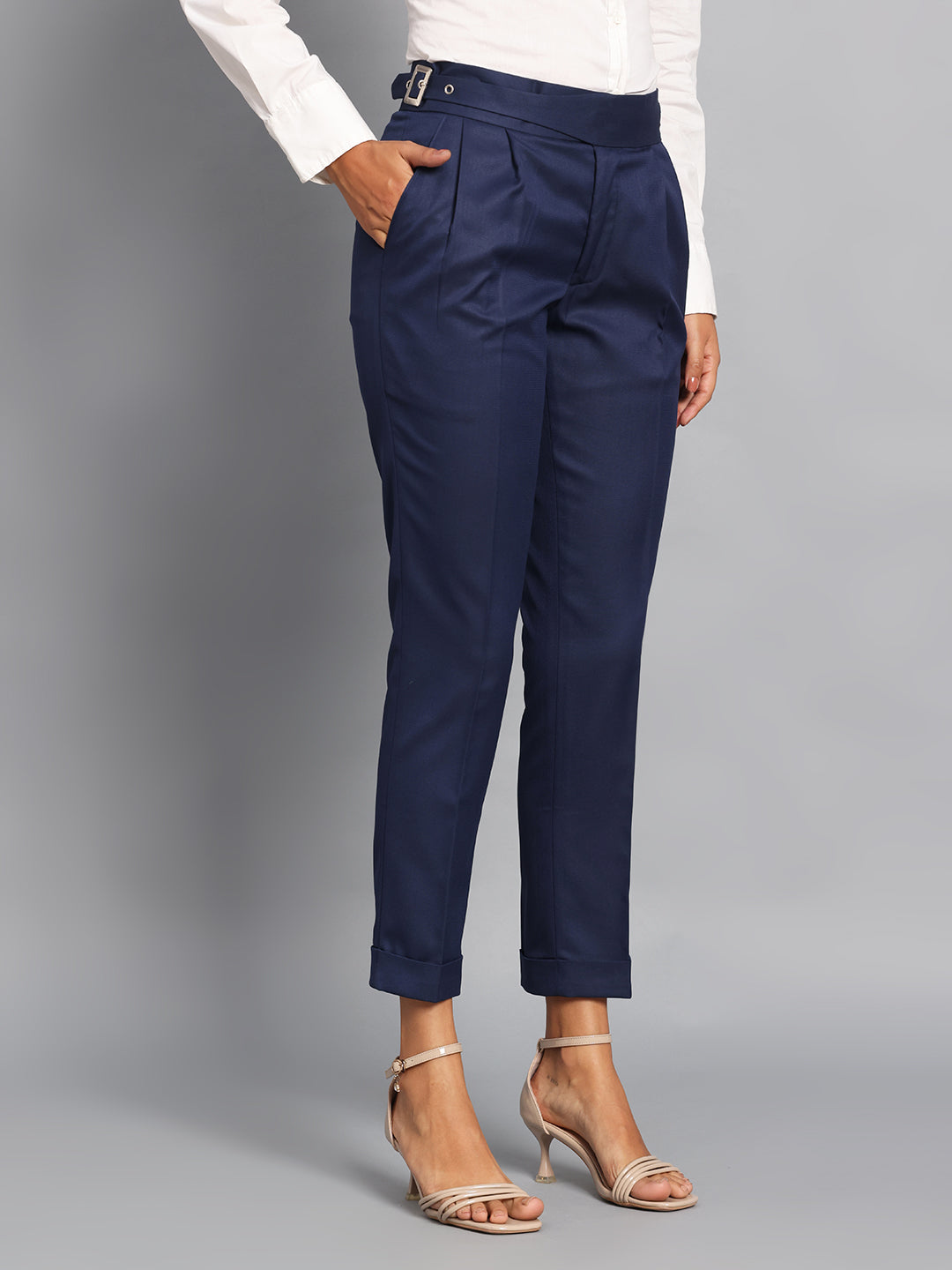 Classic Buckle Navy Blue Ladies Gurkha Pant
