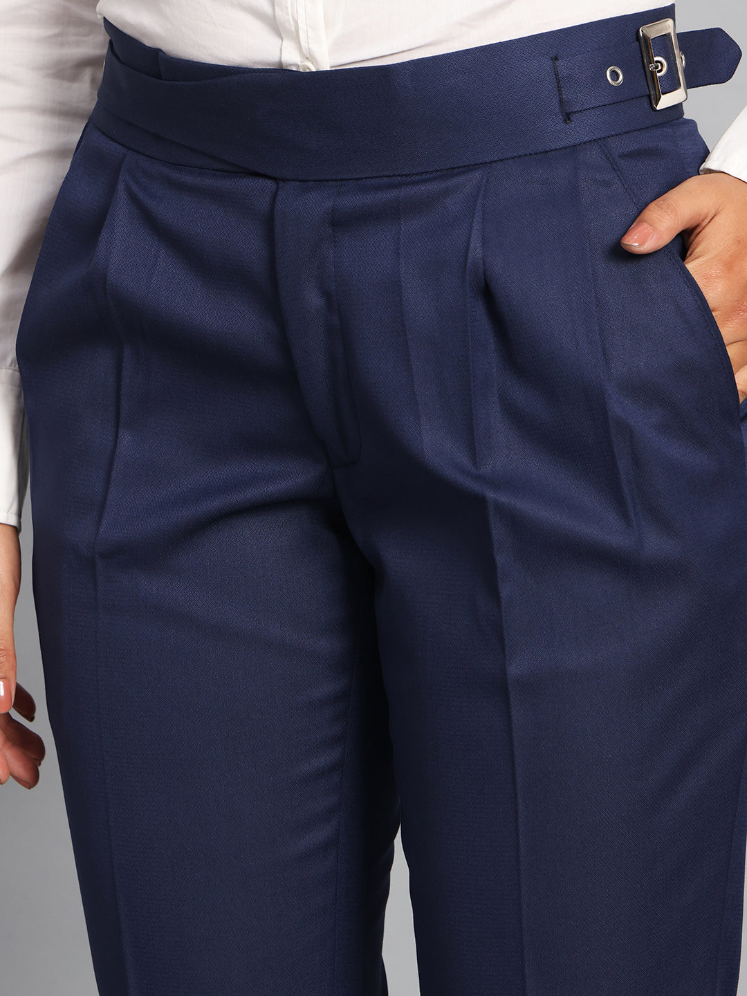 Classic Buckle Navy Blue Ladies Gurkha Pant