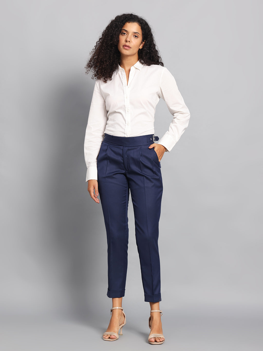 Classic Buckle Navy Blue Ladies Gurkha Pant
