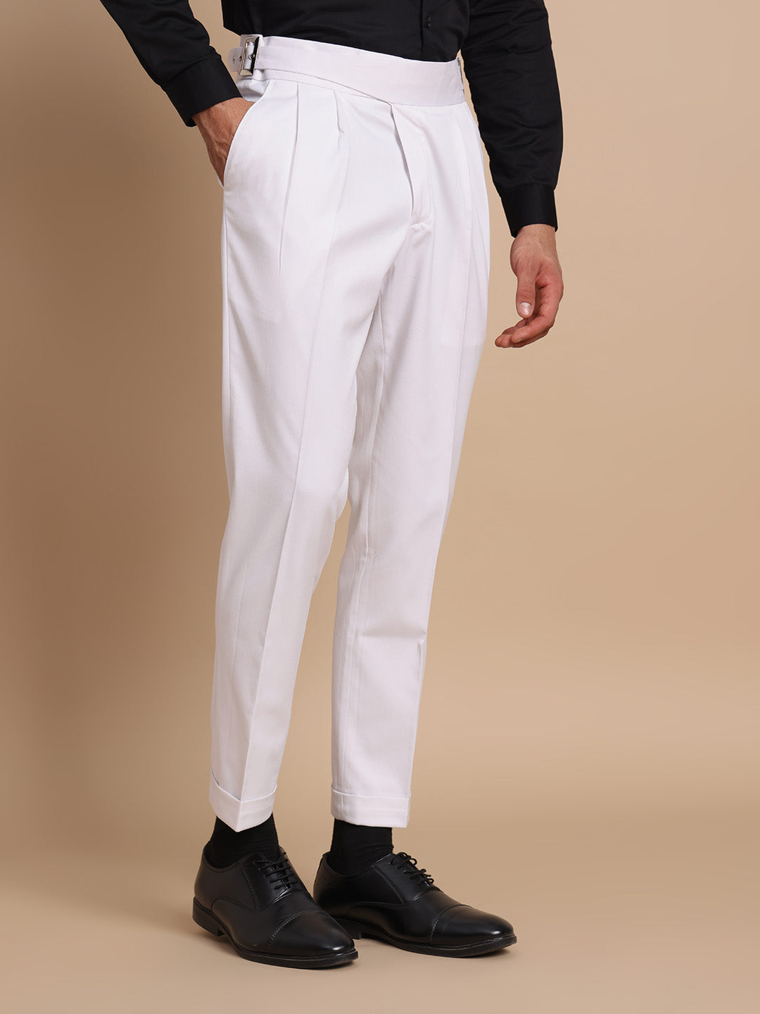 Classic Buckle Royal White Gurkha Pant