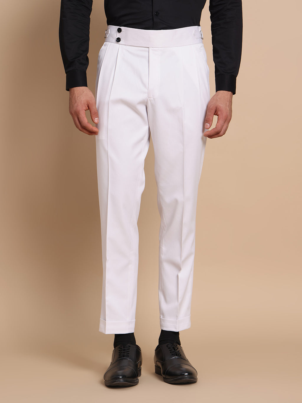 Double Button Royal White Gurkha Pant