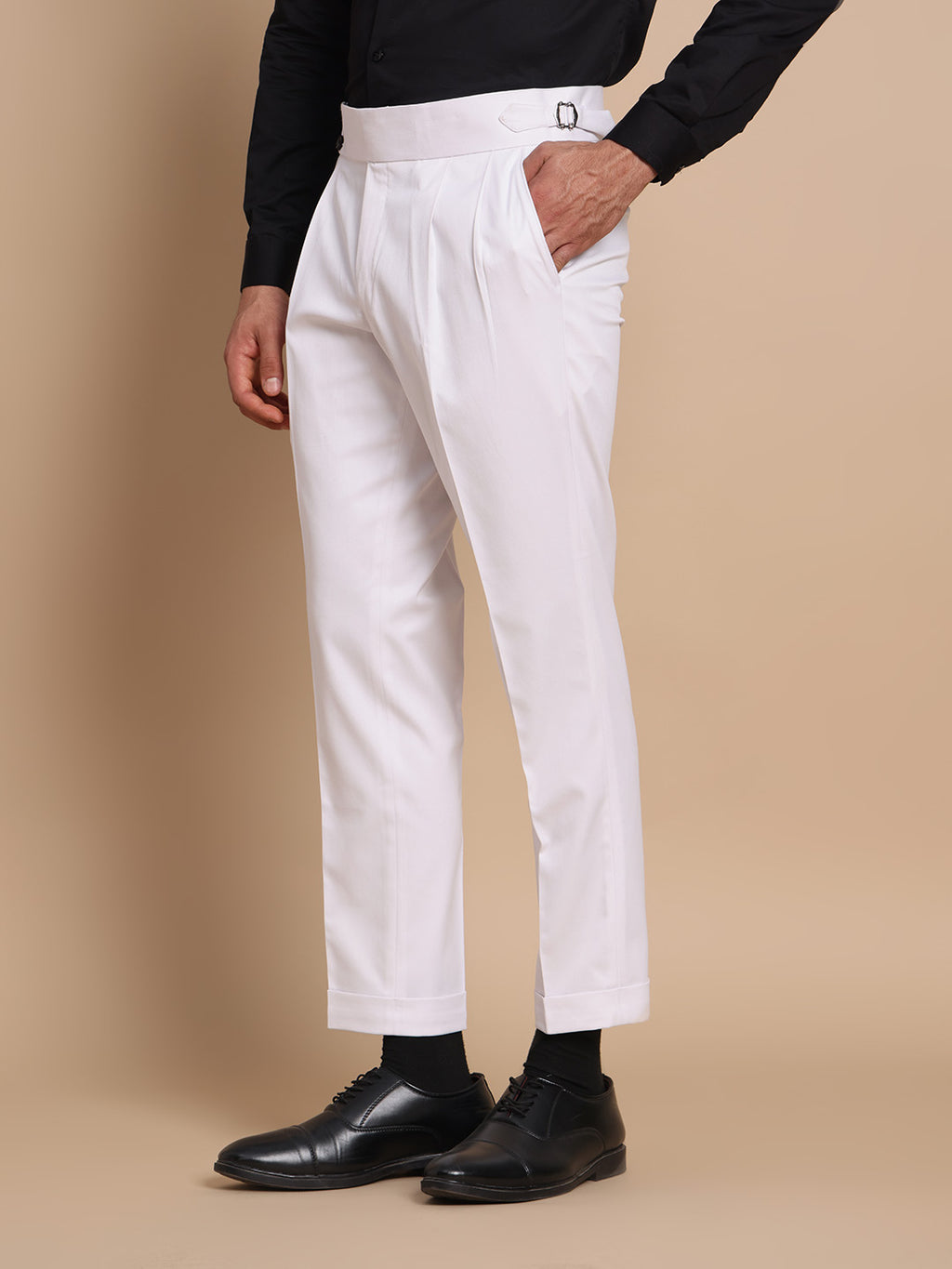 Double Button Royal White Gurkha Pant