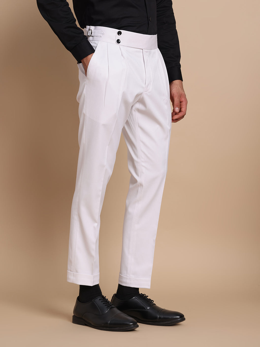 Double Button Royal White Gurkha Pant