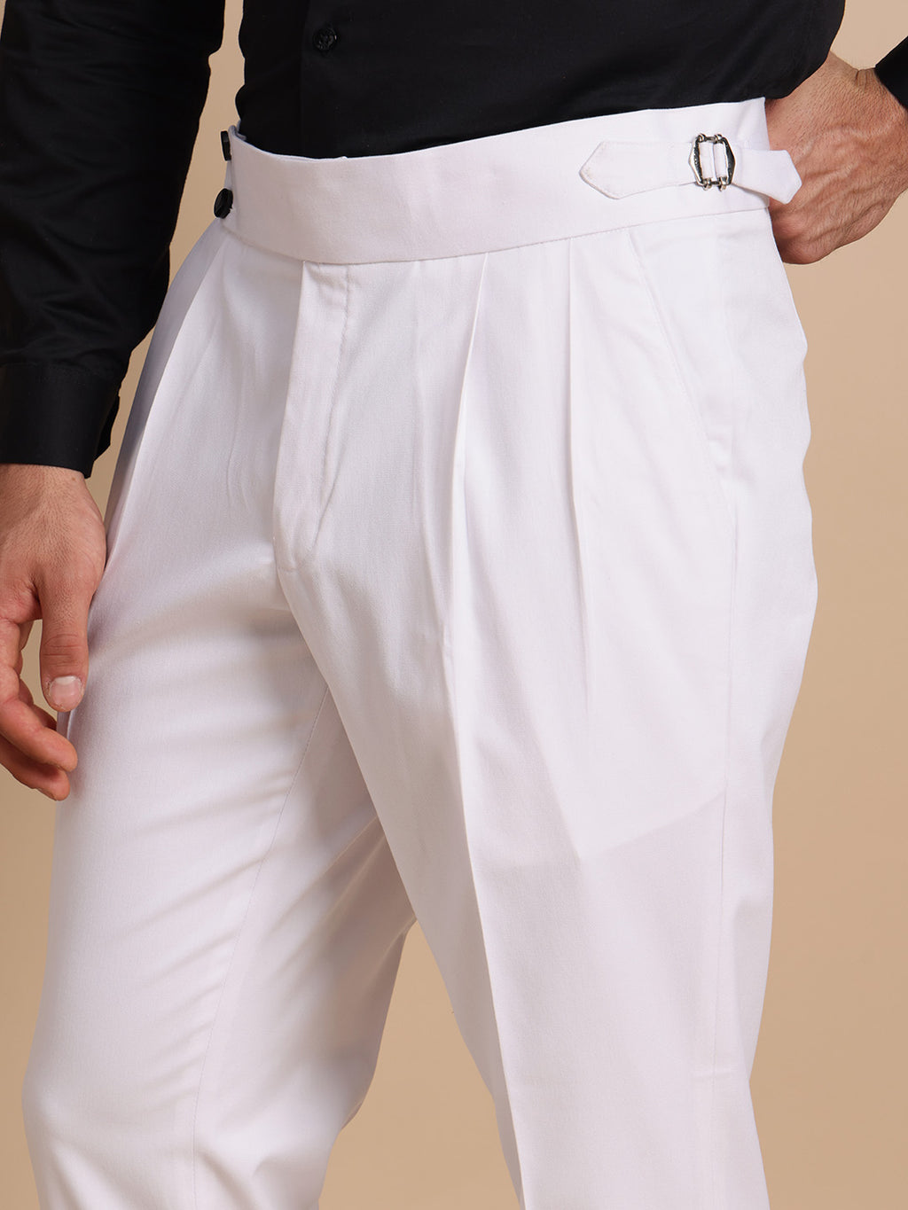 Double Button Royal White Gurkha Pant