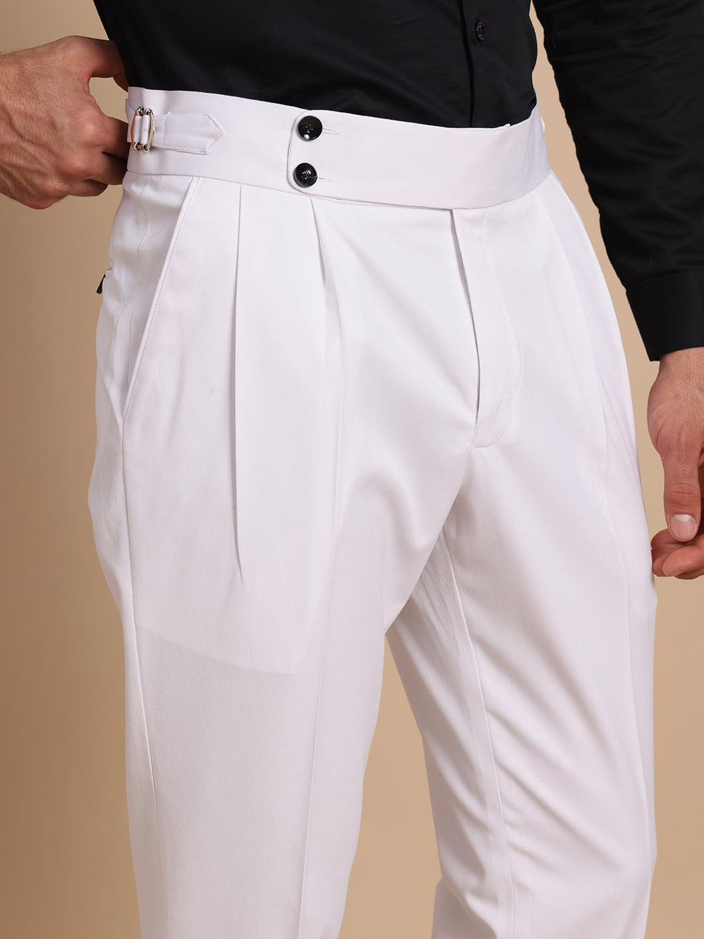 Double Button Royal White Gurkha Pant