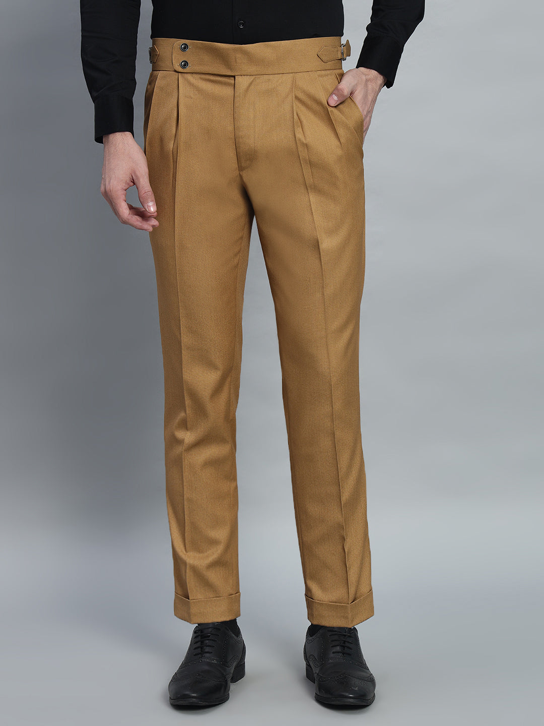Double Button Camel Brown Gurkha Pant