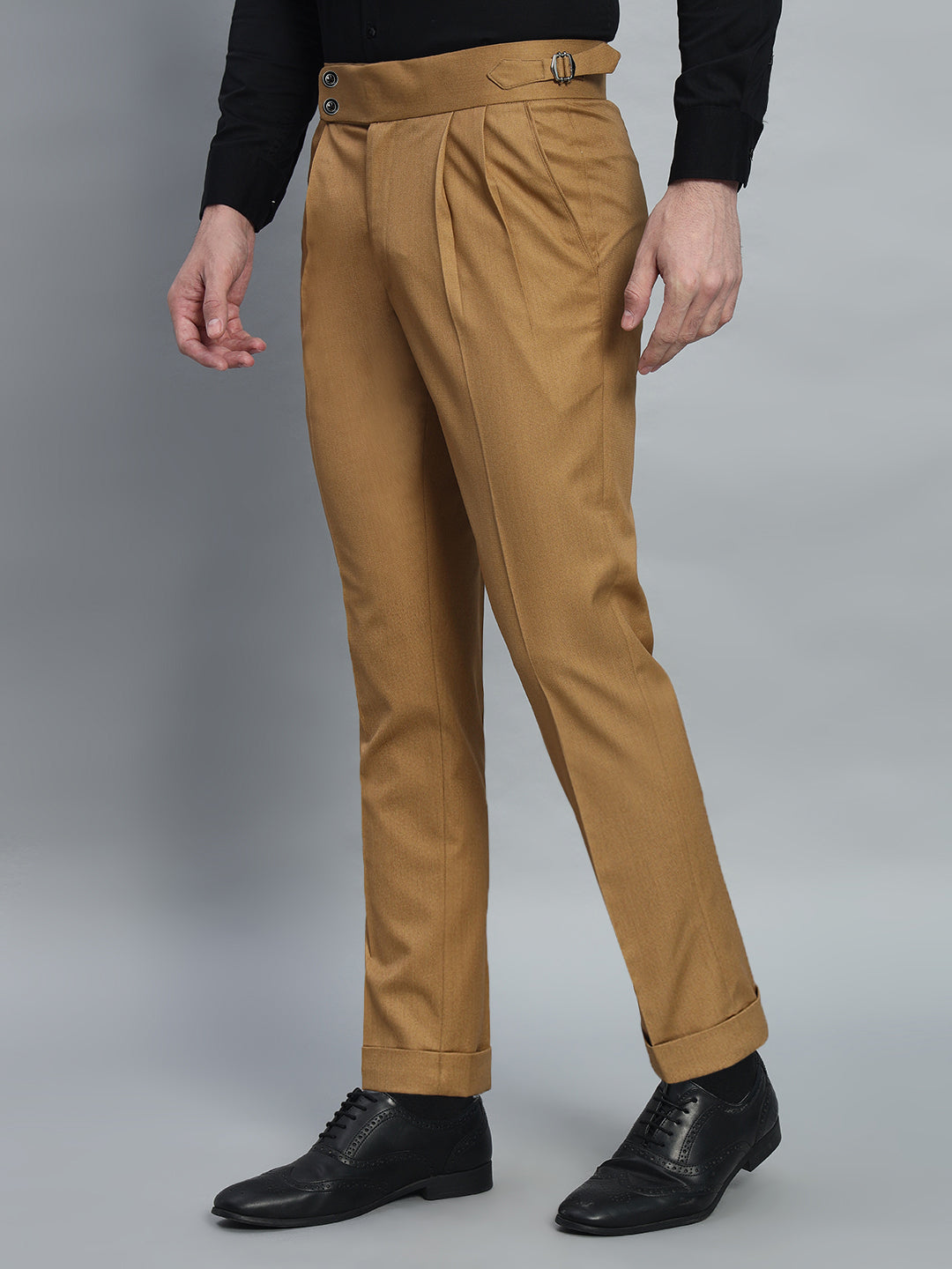 Double Button Camel Brown Gurkha Pant