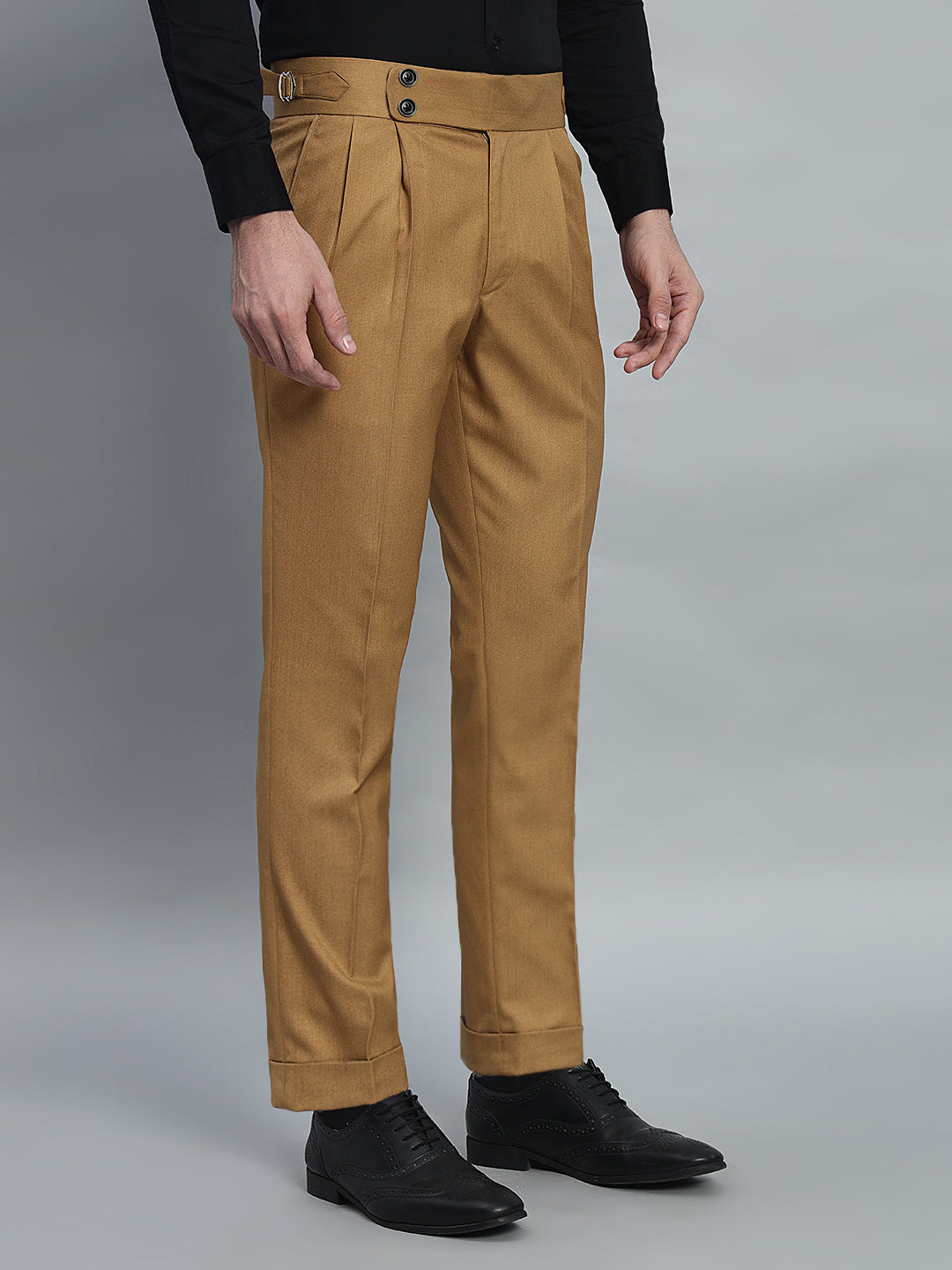 Double Button Camel Brown Gurkha Pant