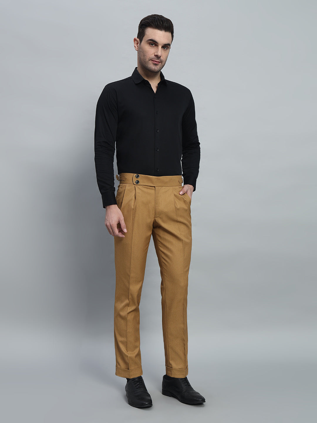 Double Button Camel Brown Gurkha Pant