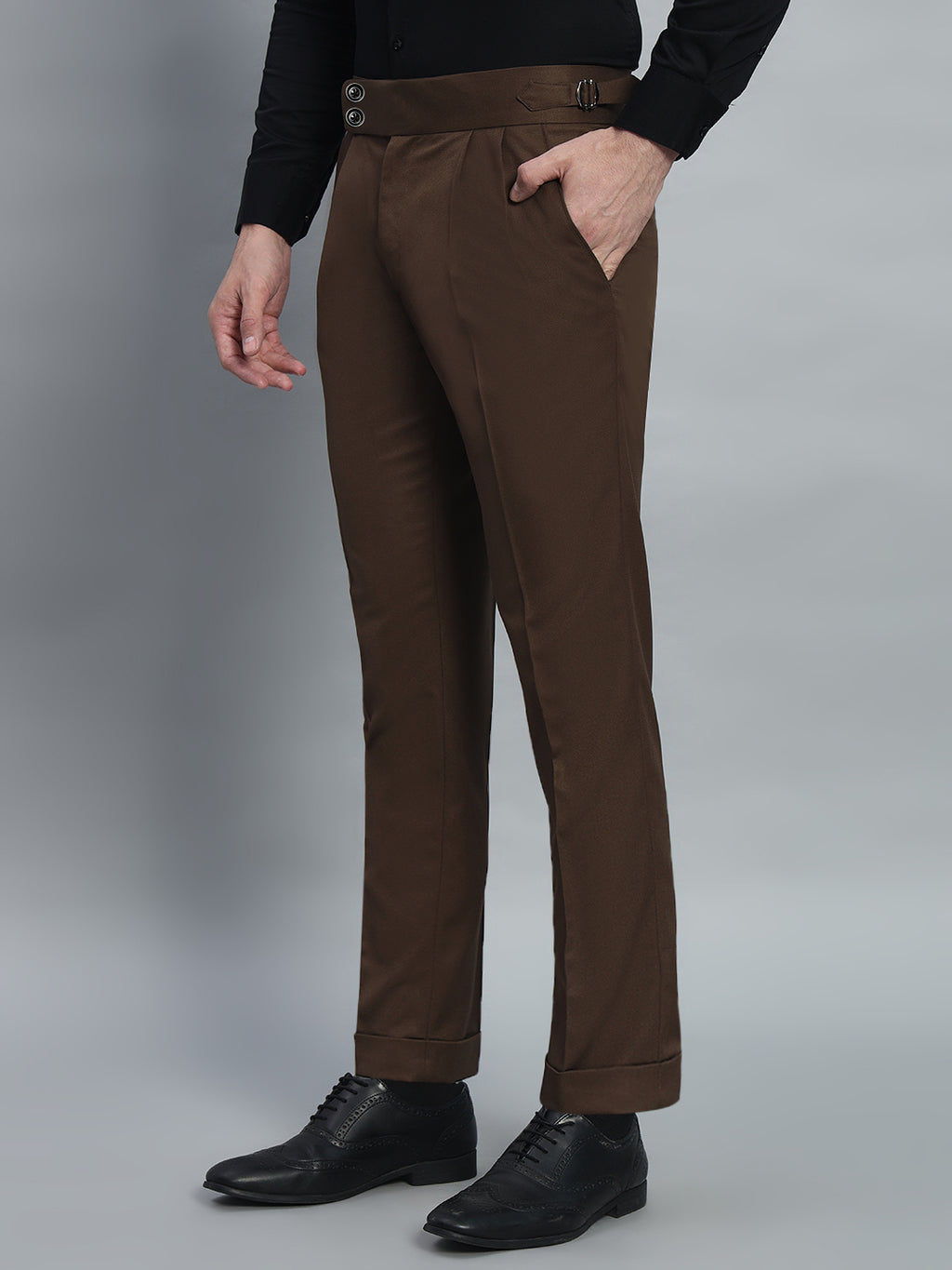 Double Button Coffee Brown Gurkha Pant