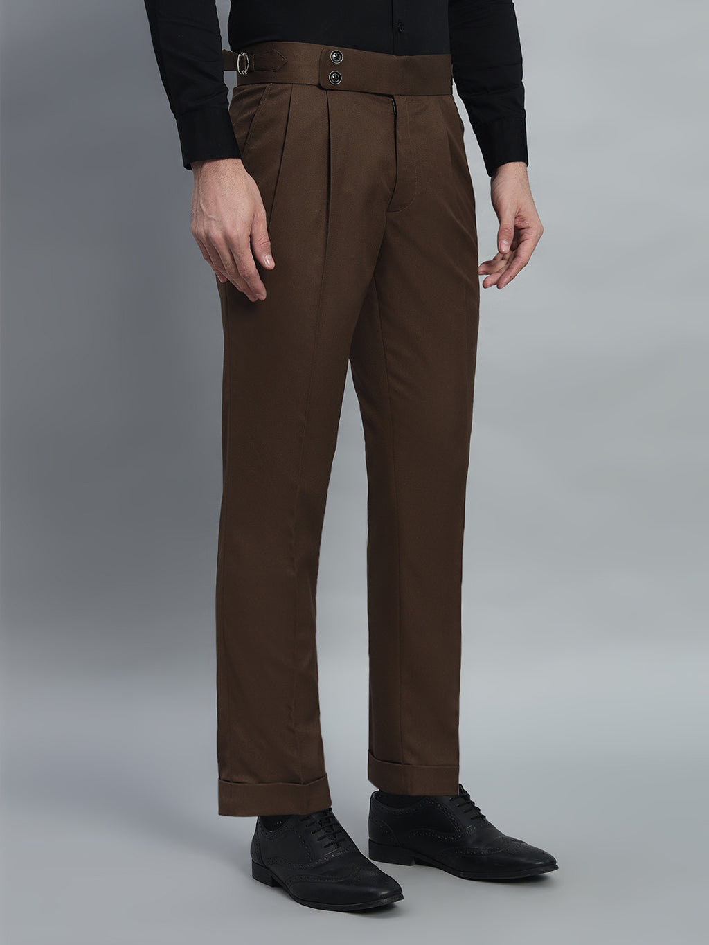 Double Button Coffee Brown Gurkha Pant