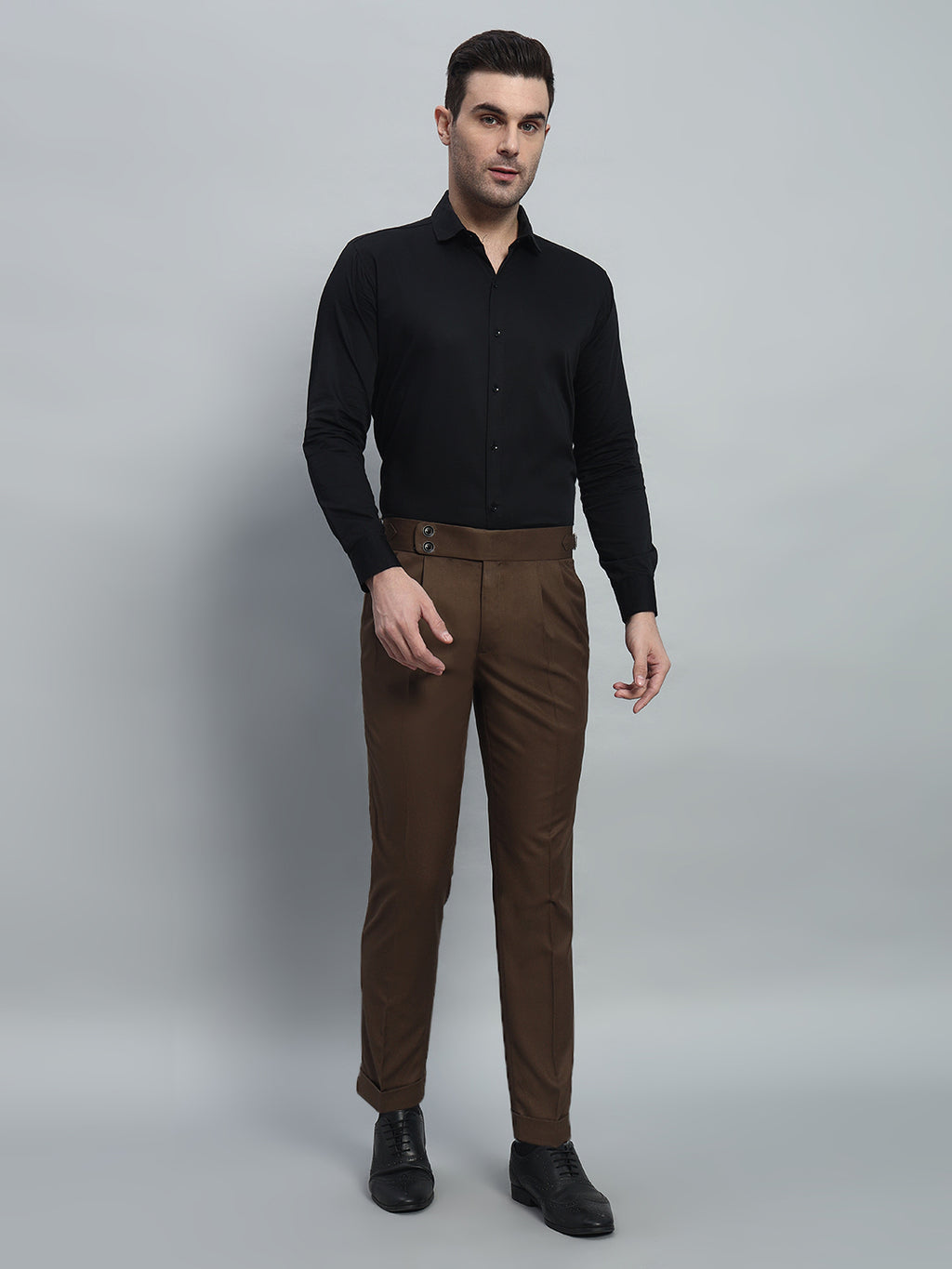 Double Button Coffee Brown Gurkha Pant