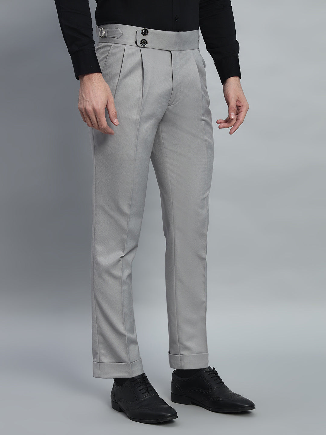 Double Button Light Grey Gurkha Pant