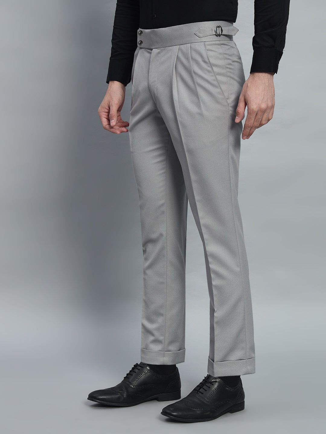 Double Button Light Grey Gurkha Pant