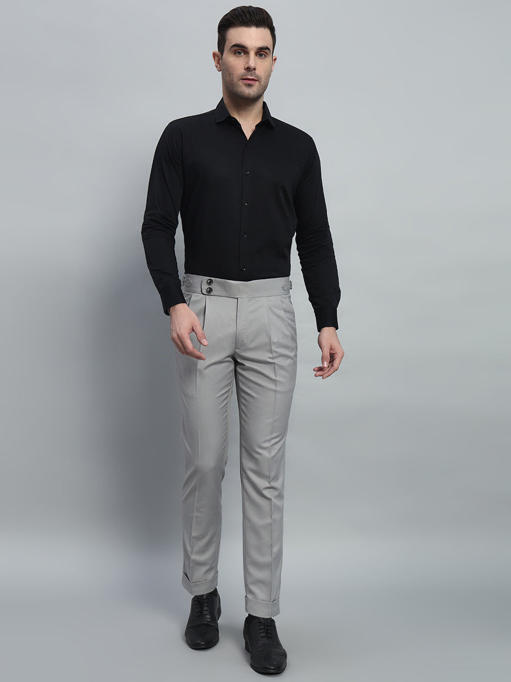 Double Button Light Grey Gurkha Pant
