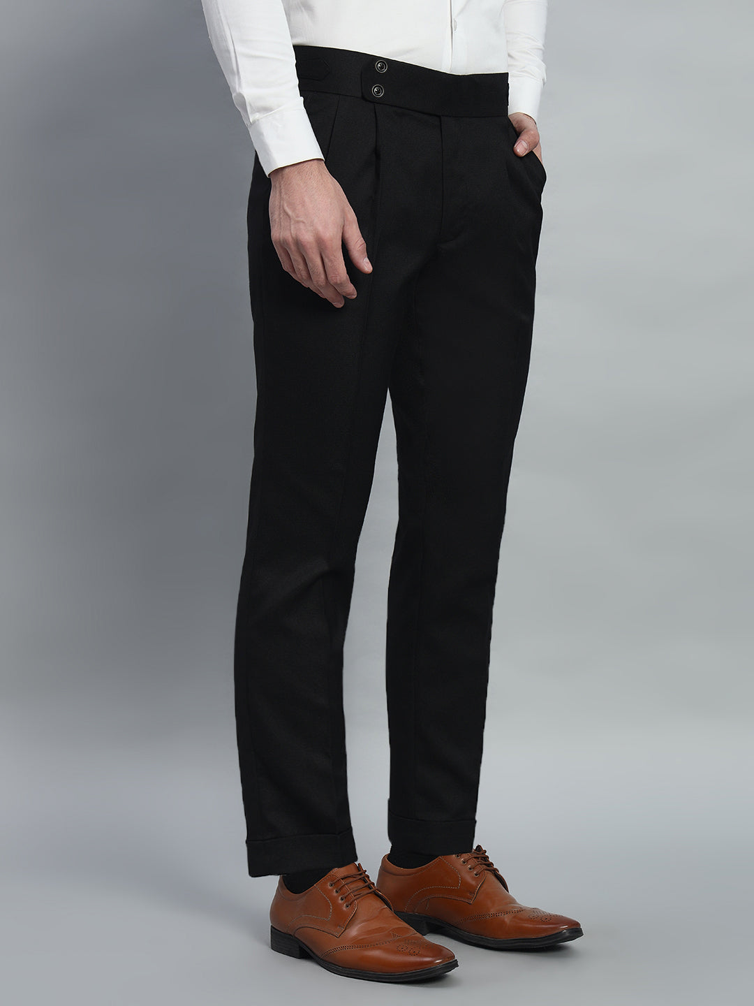 Double Button Royal Black Gurkha Pant