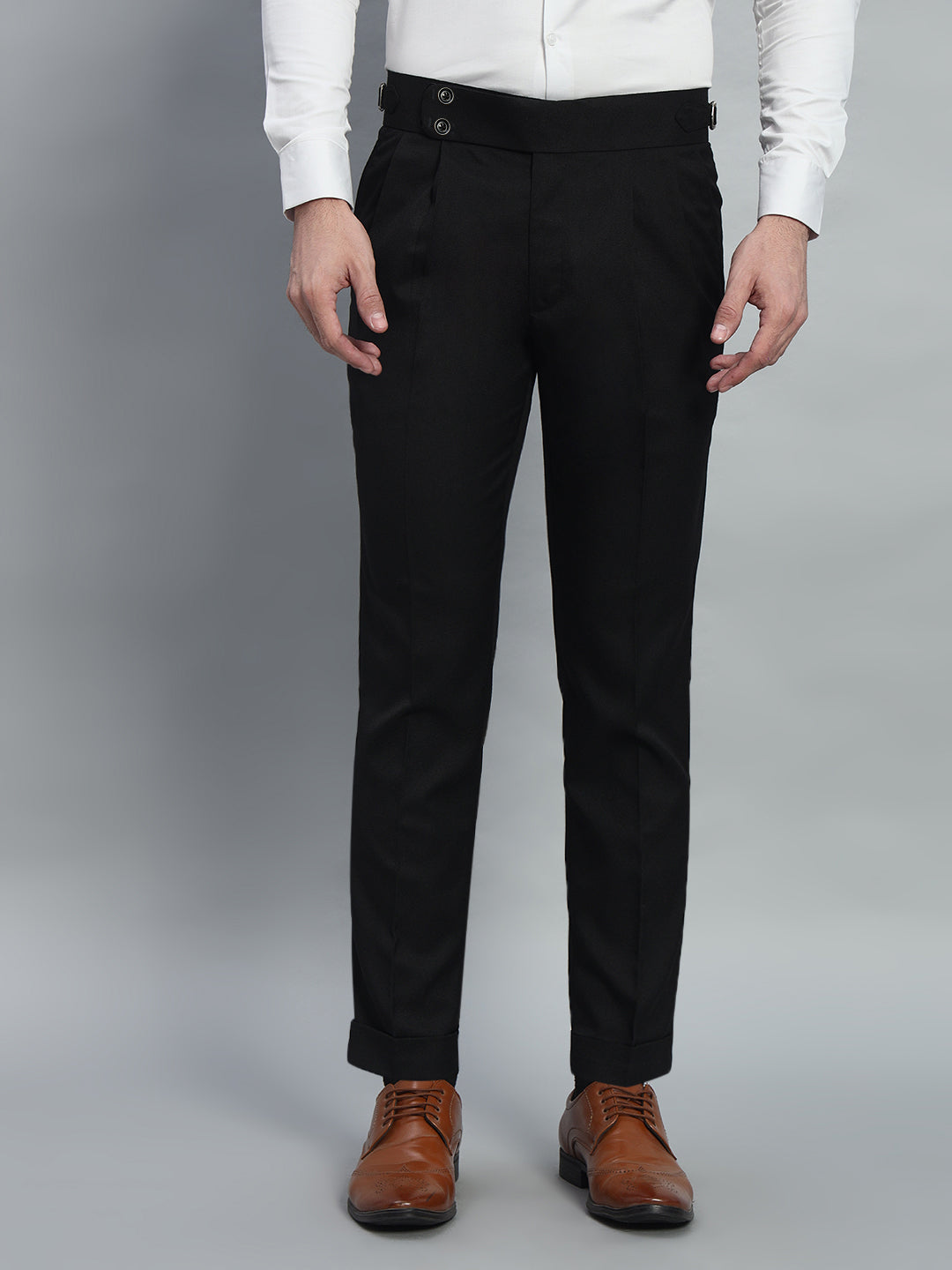Double Button Royal Black Gurkha Pant