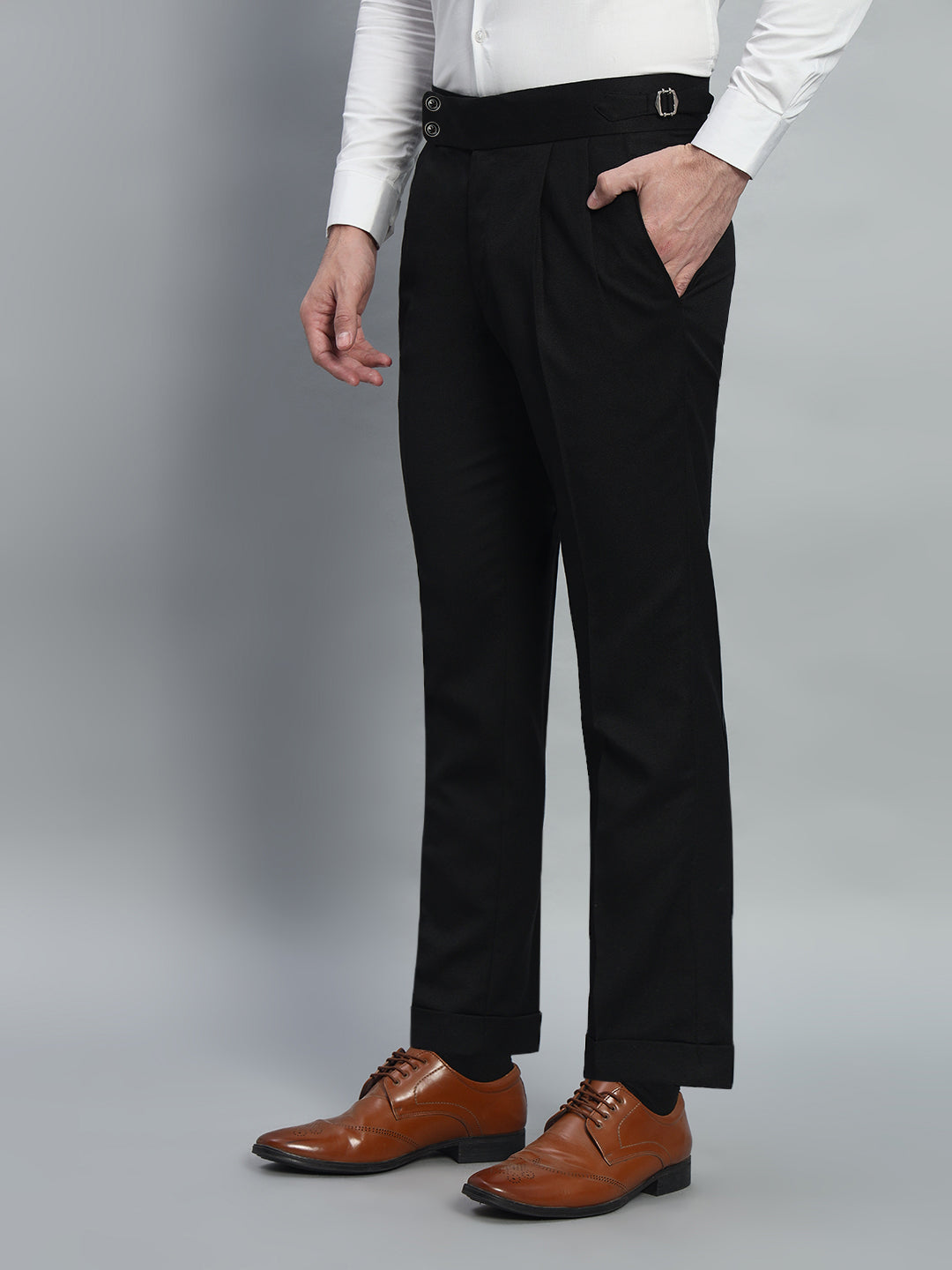 Double Button Royal Black Gurkha Pant