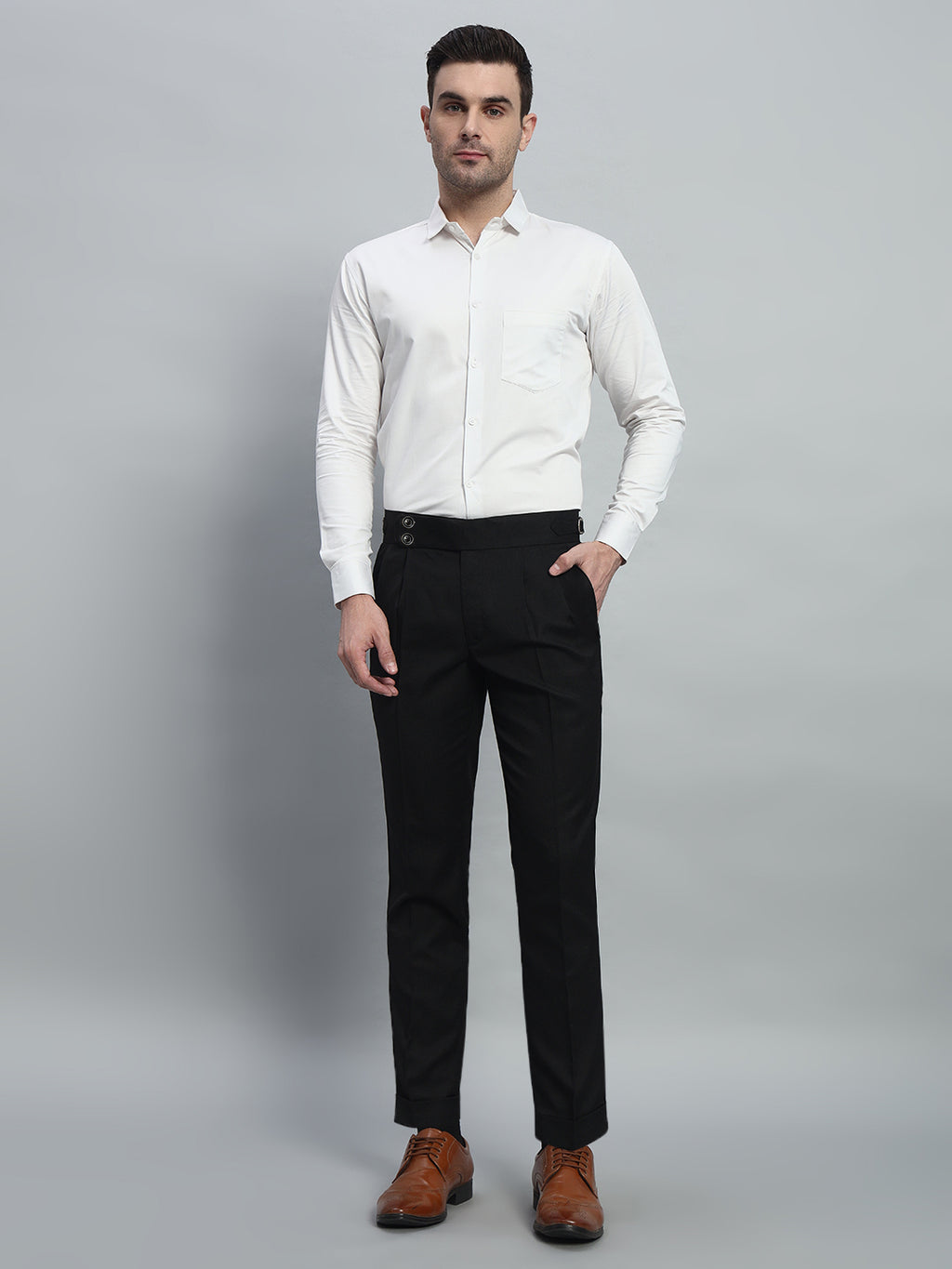 Double Button Royal Black Gurkha Pant