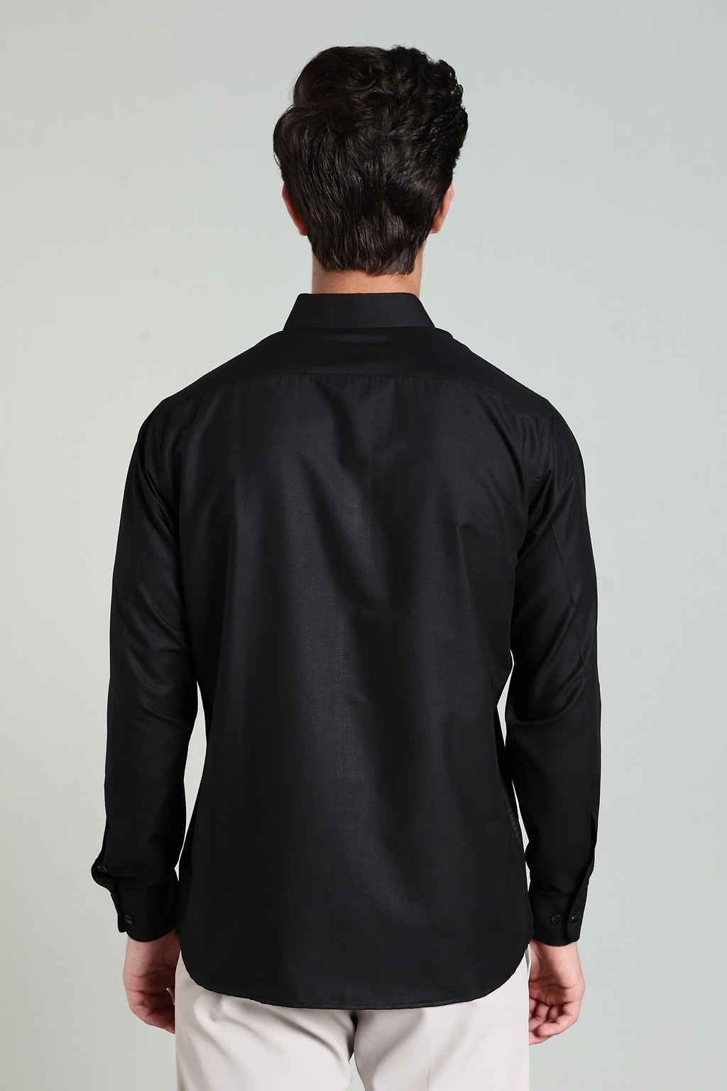 Royal Black Blended Cotton - Button Down Collar - Full Sleave Shirt