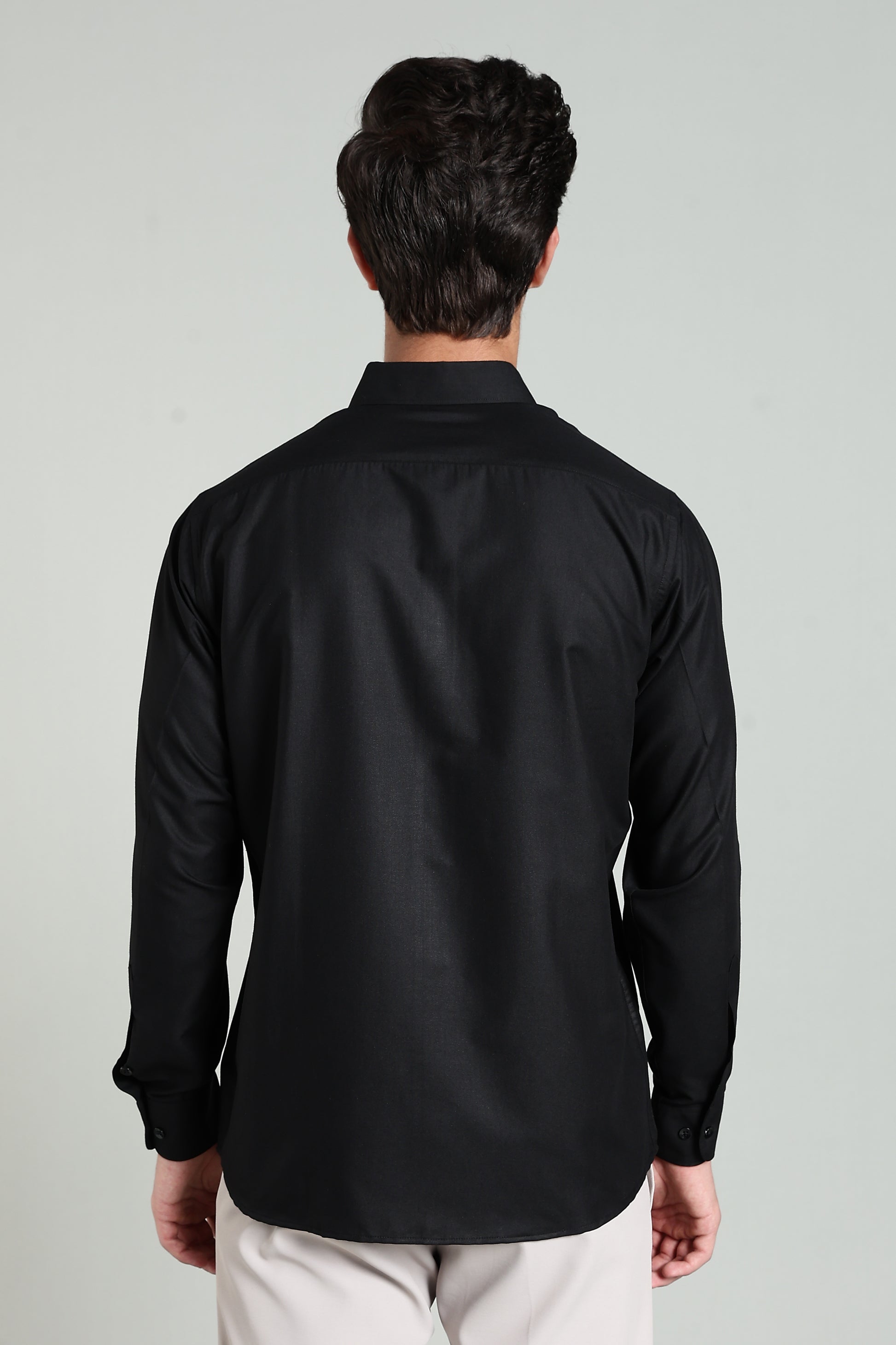 Royal Black Blended Cotton - Button Down Collar - Full Sleave Shirt