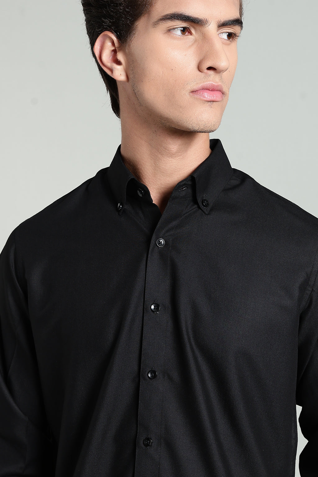 Royal Black Blended Cotton - Button Down Collar - Full Sleave Shirt