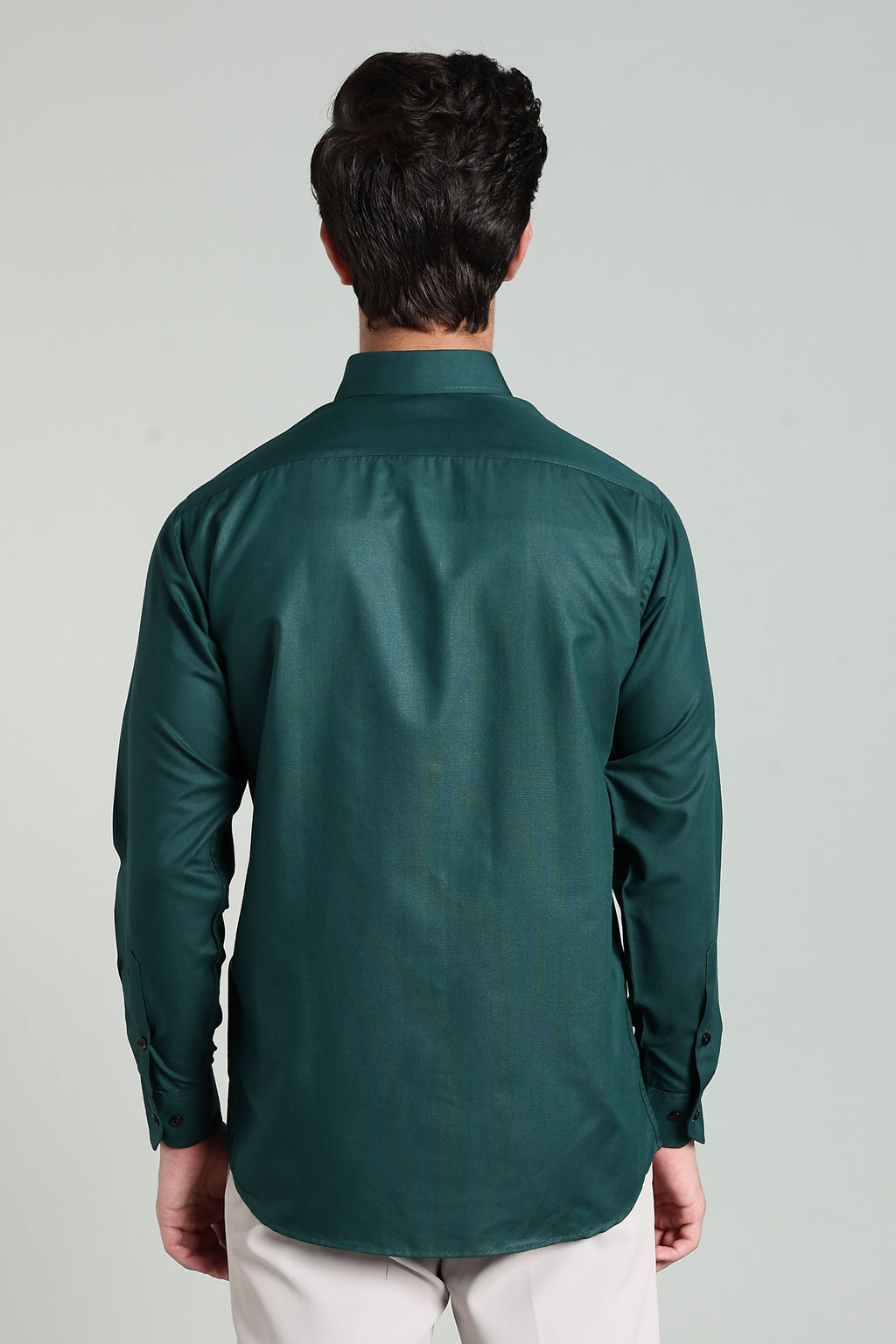 Dark Teal Green Blended Cotton - Button Down Collar - Full Sleave Shirt