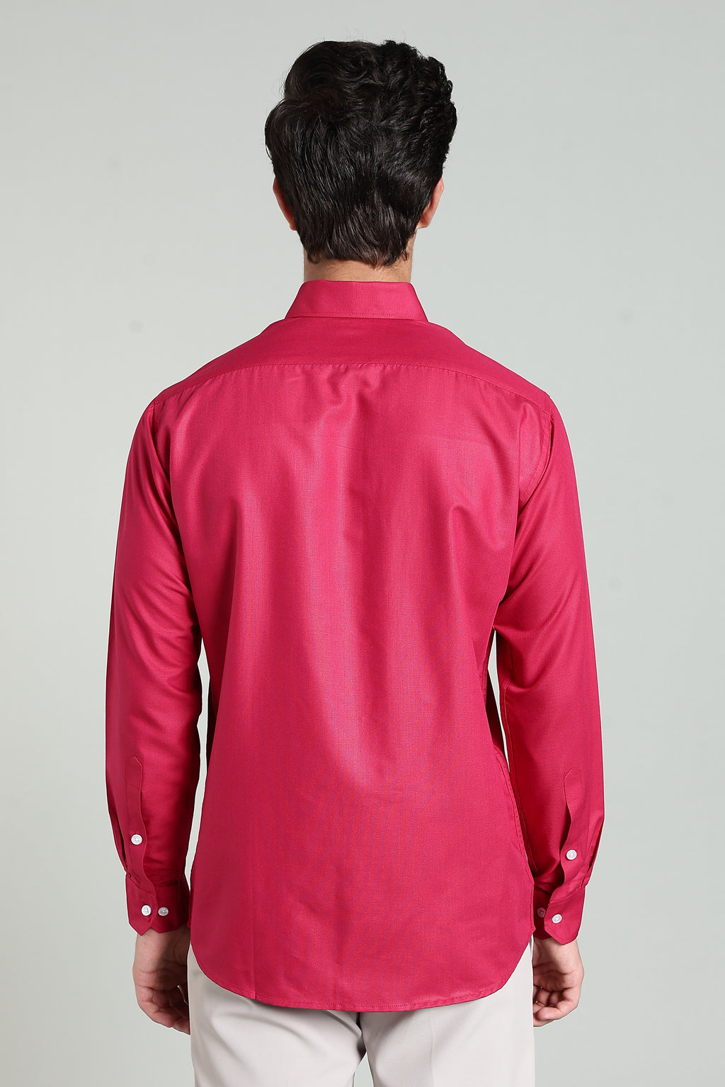 Raspberry Red Blended Cotton - Button Down Collar - Full Sleave Shirt
