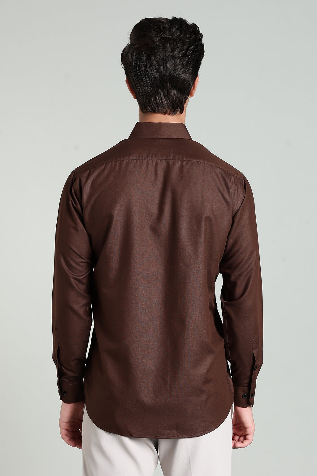 Choco Brown Blended Cotton - Button Down Collar - Full Sleave Shirt