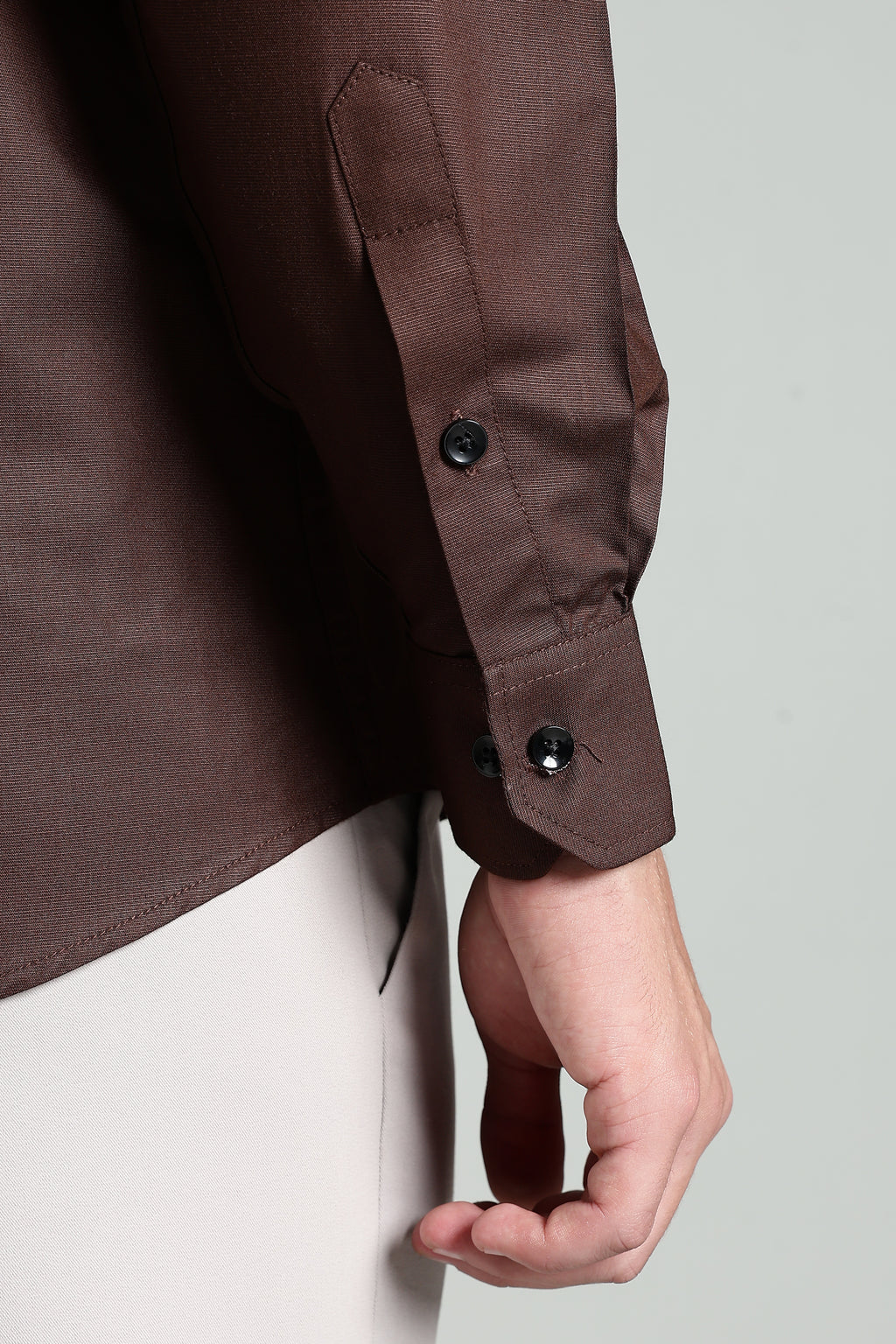 Choco Brown Blended Cotton - Button Down Collar - Full Sleave Shirt