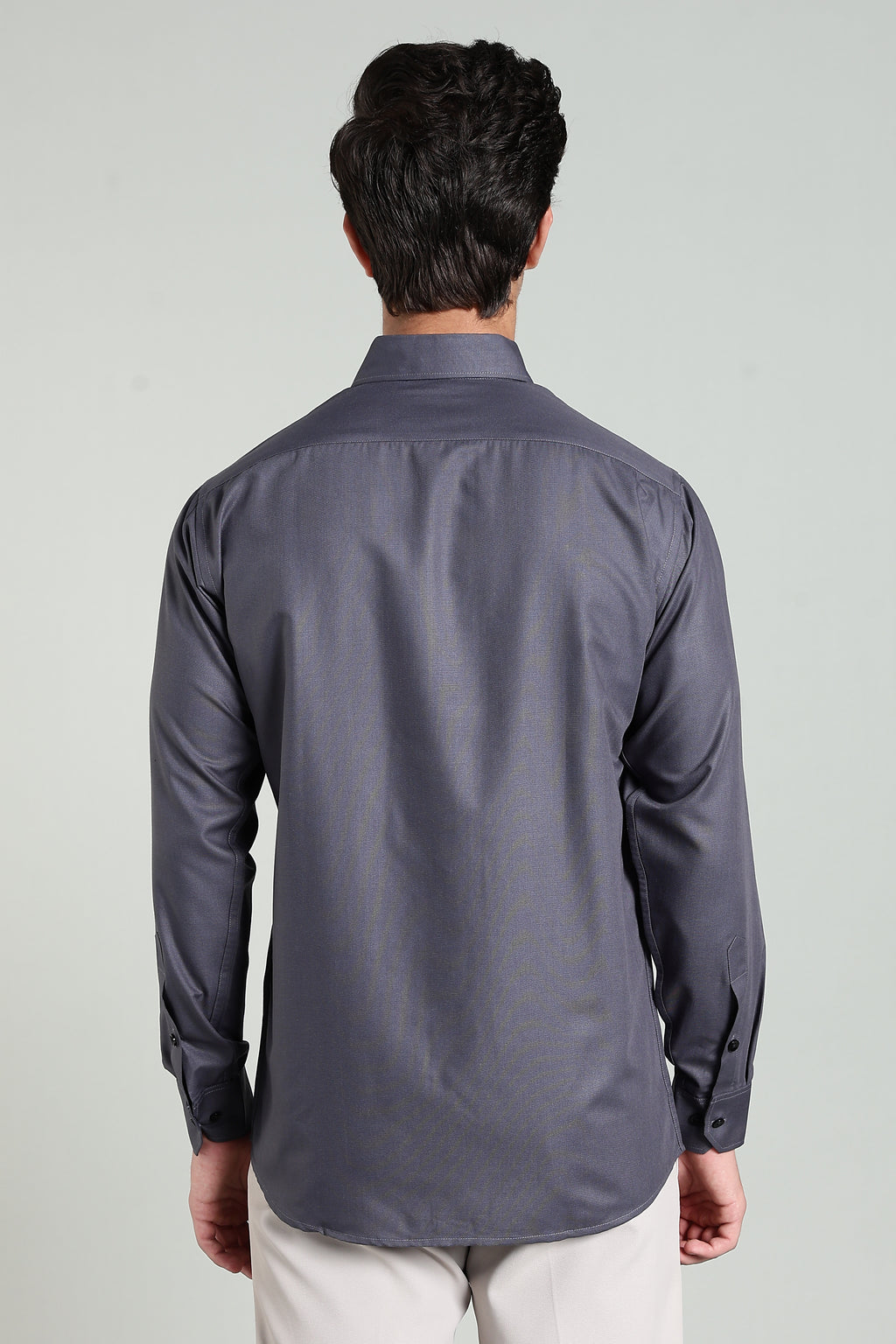 Charcoal Grey Blended Cotton - Button Down Collar - Full Sleave Shirt