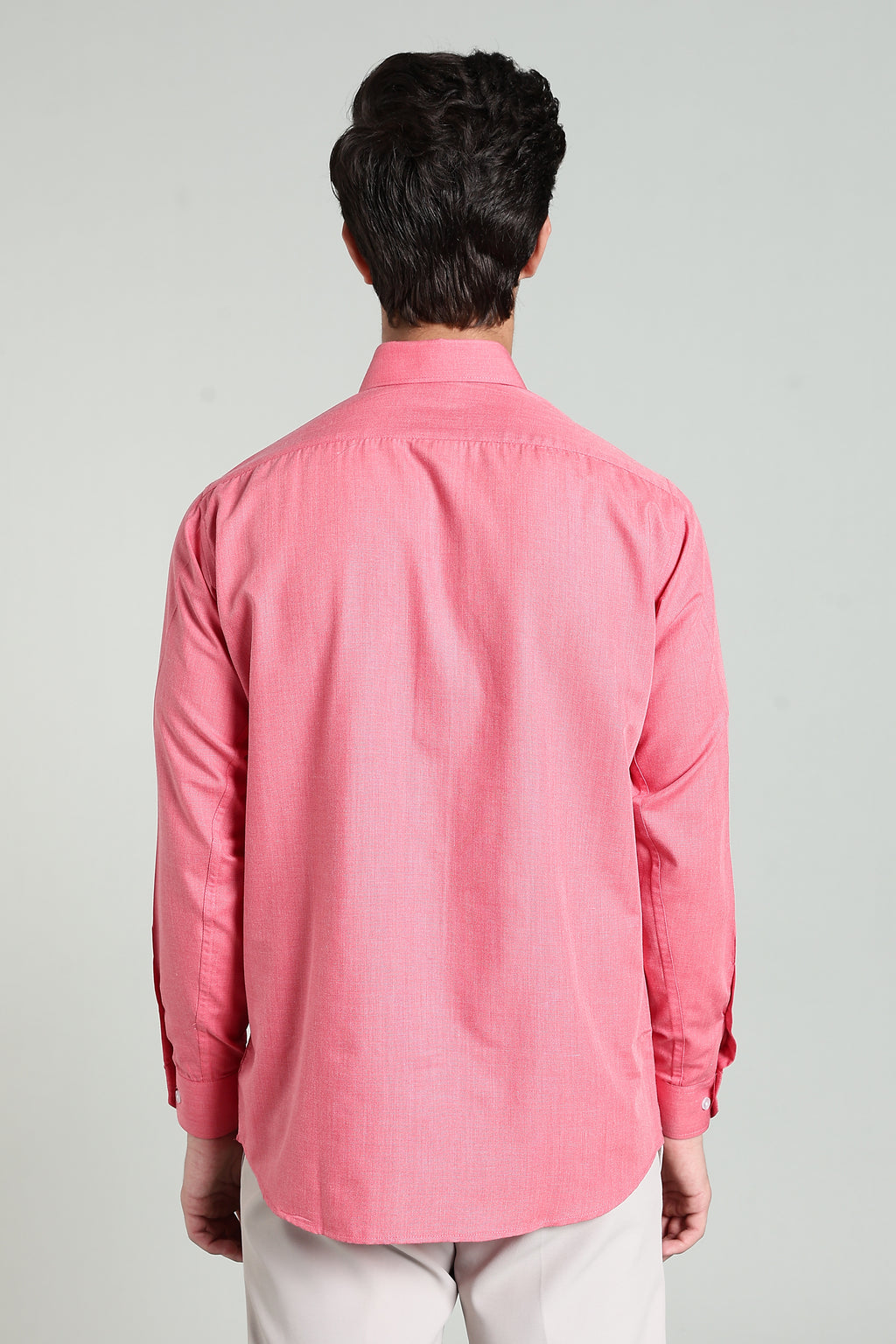 Coral Pink Blended Cotton - Button Down Collar - Full Sleave Shirt