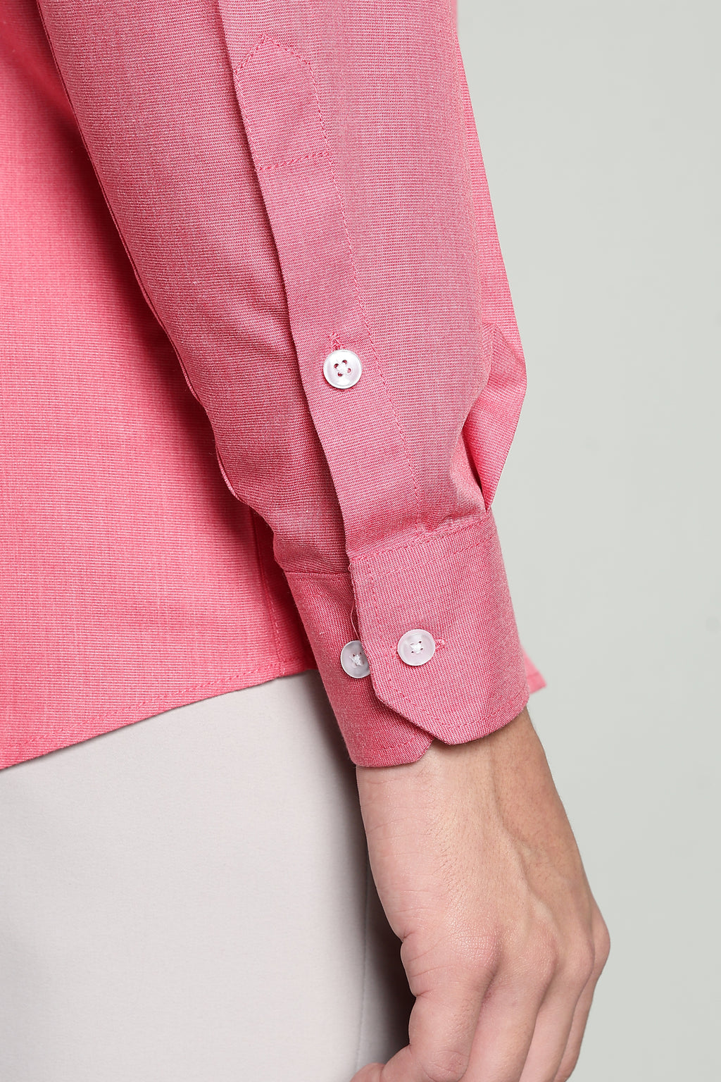 Coral Pink Blended Cotton - Button Down Collar - Full Sleave Shirt