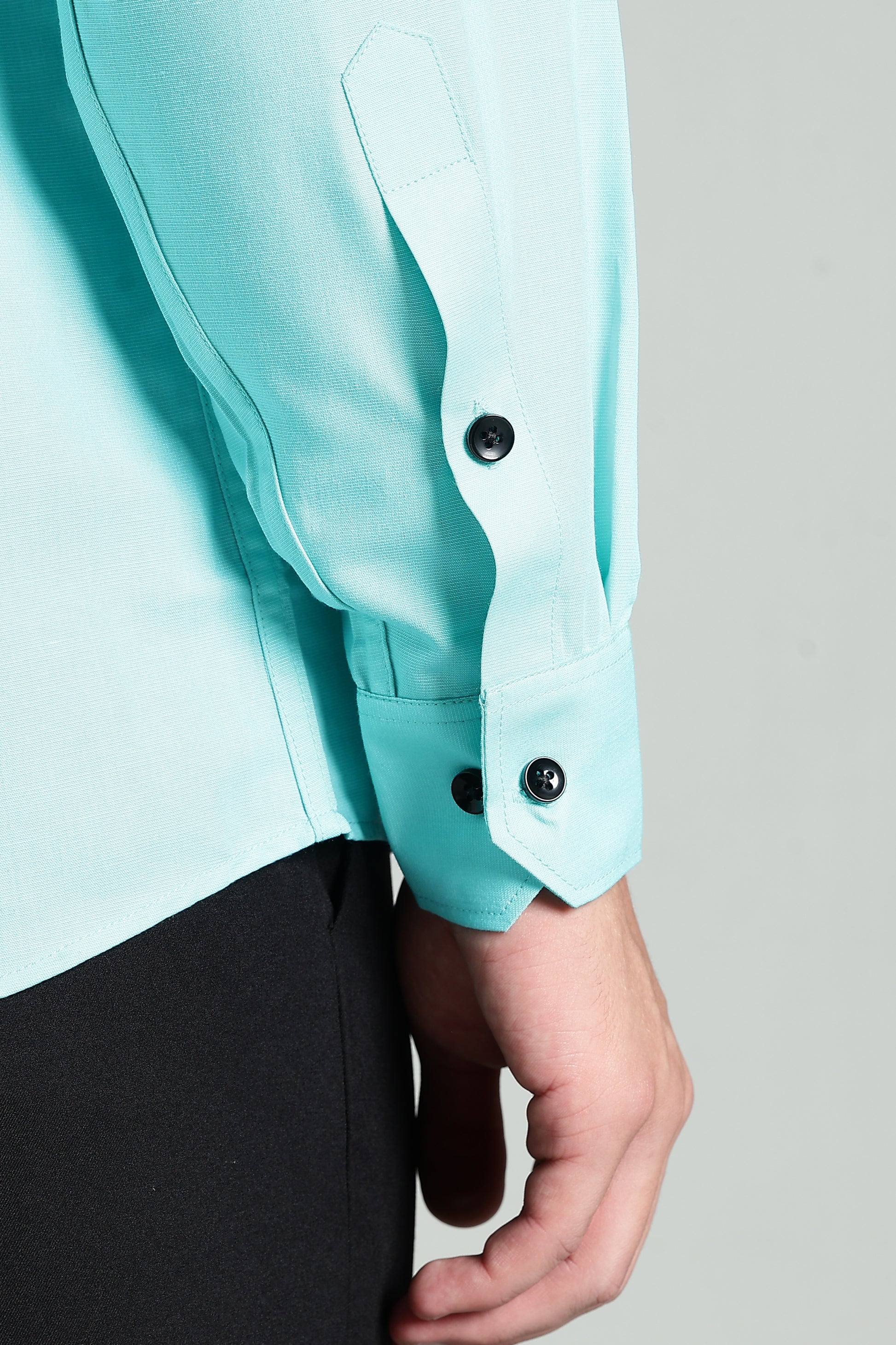 Aquamarine Blue Blended Cotton - Button Down Collar - Full Sleave Shirt