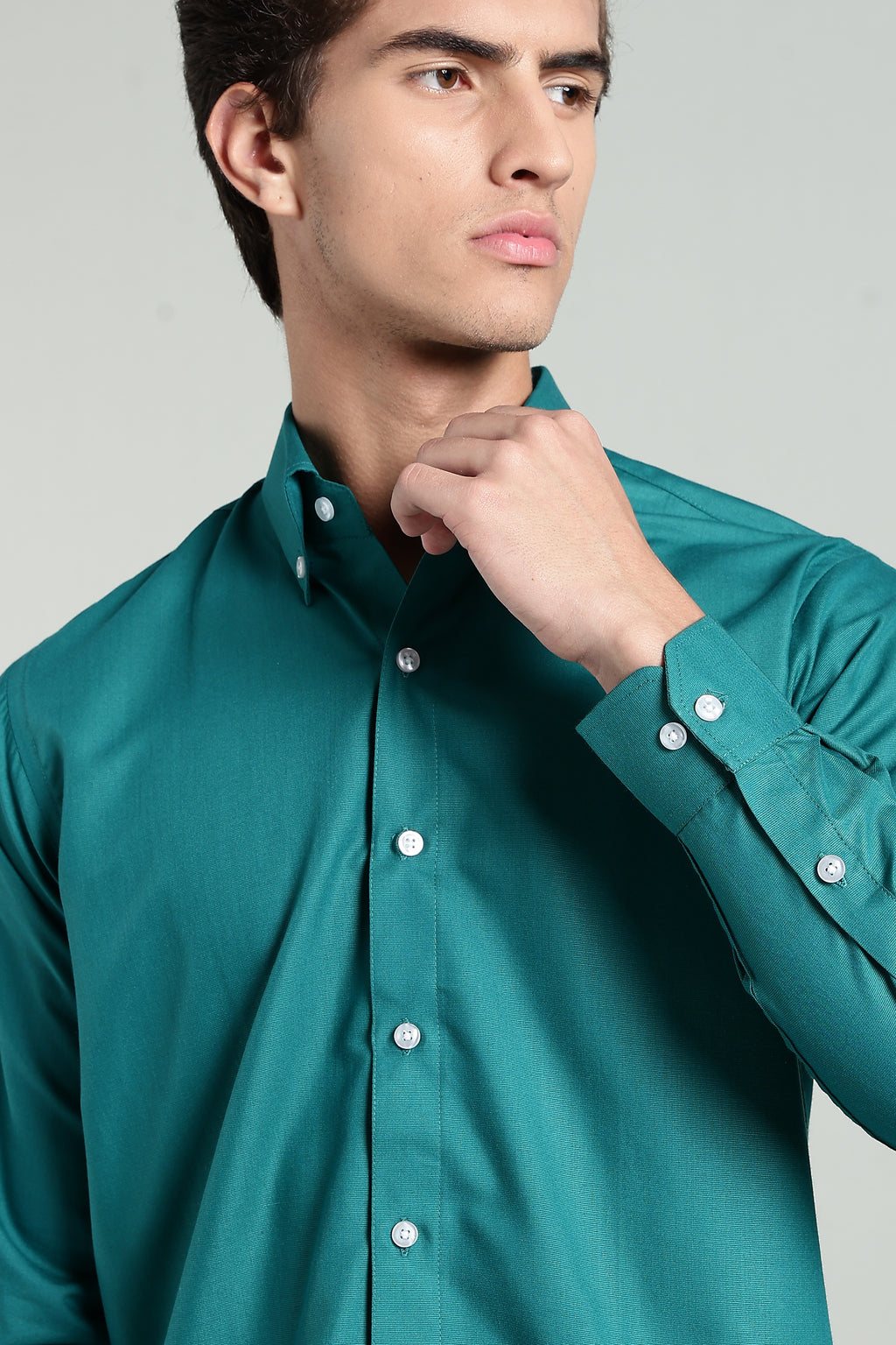 Ocean Teal Green Blended Cotton - Button Down Collar - Full Sleave Shirt