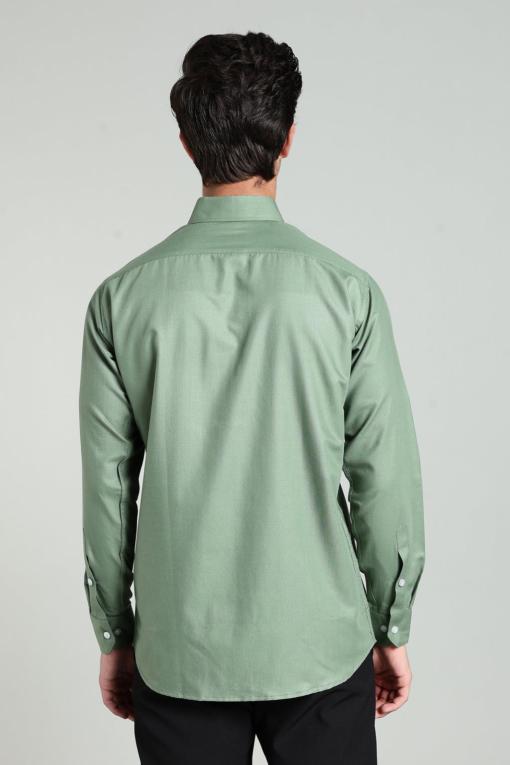 Olive Green Blended Cotton - Button Down Collar - Full Sleave Shirt