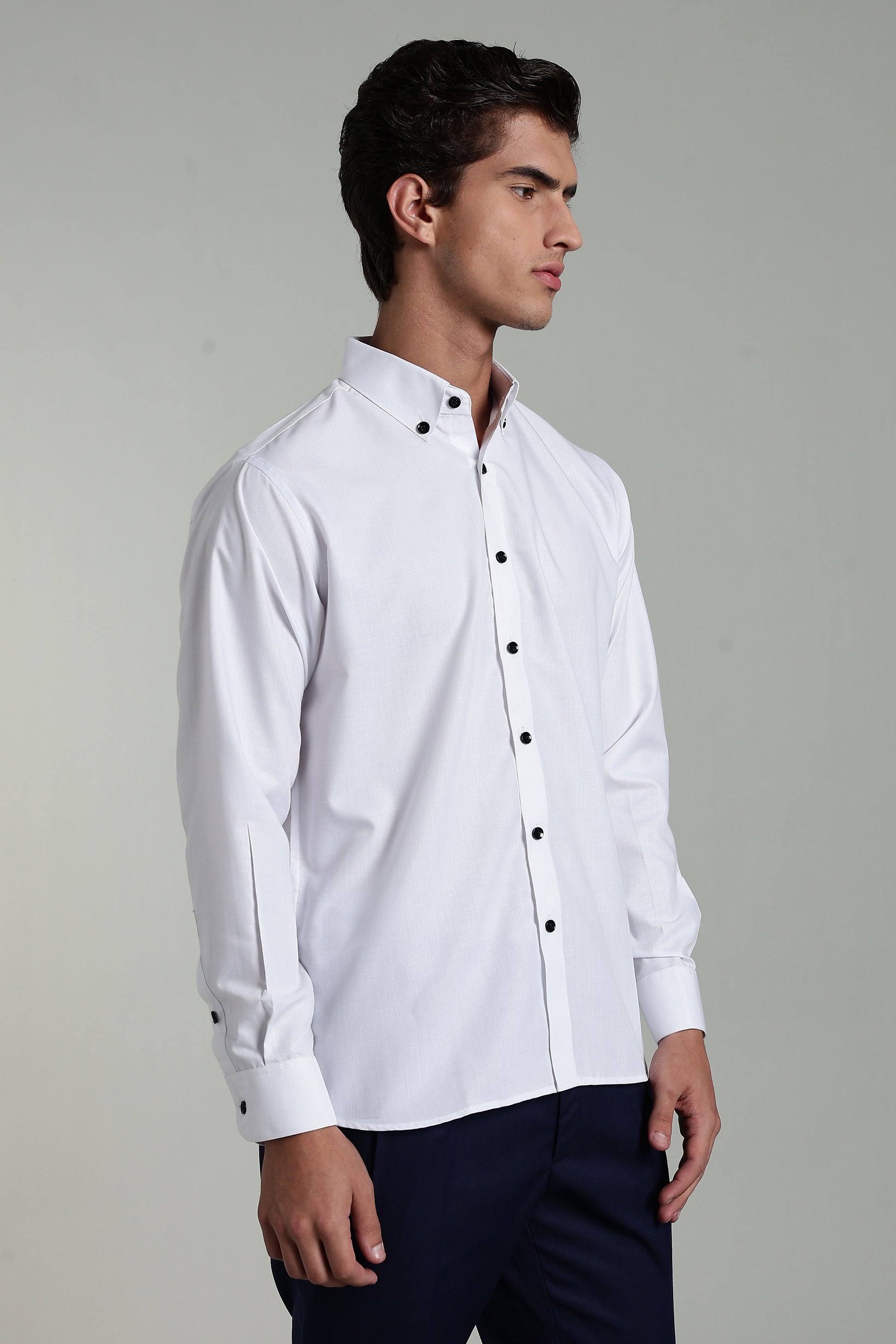 Royal White Blended Cotton - Button Down Collar - Full Sleave Shirt
