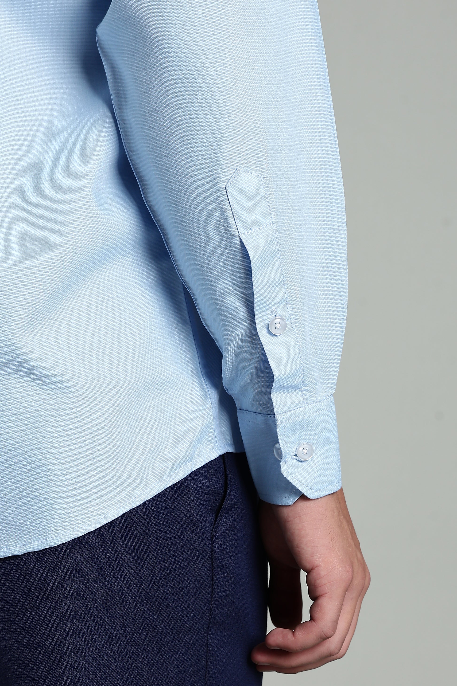Sky Blue Blended Cotton - Button Down Collar - Full Sleave Shirt
