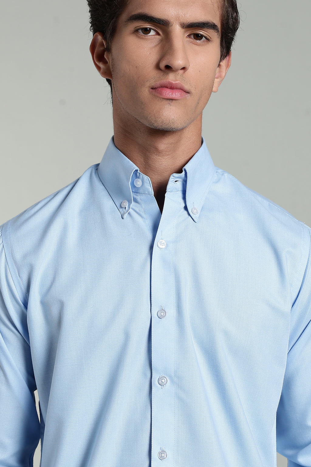 Sky Blue Blended Cotton - Button Down Collar - Full Sleave Shirt