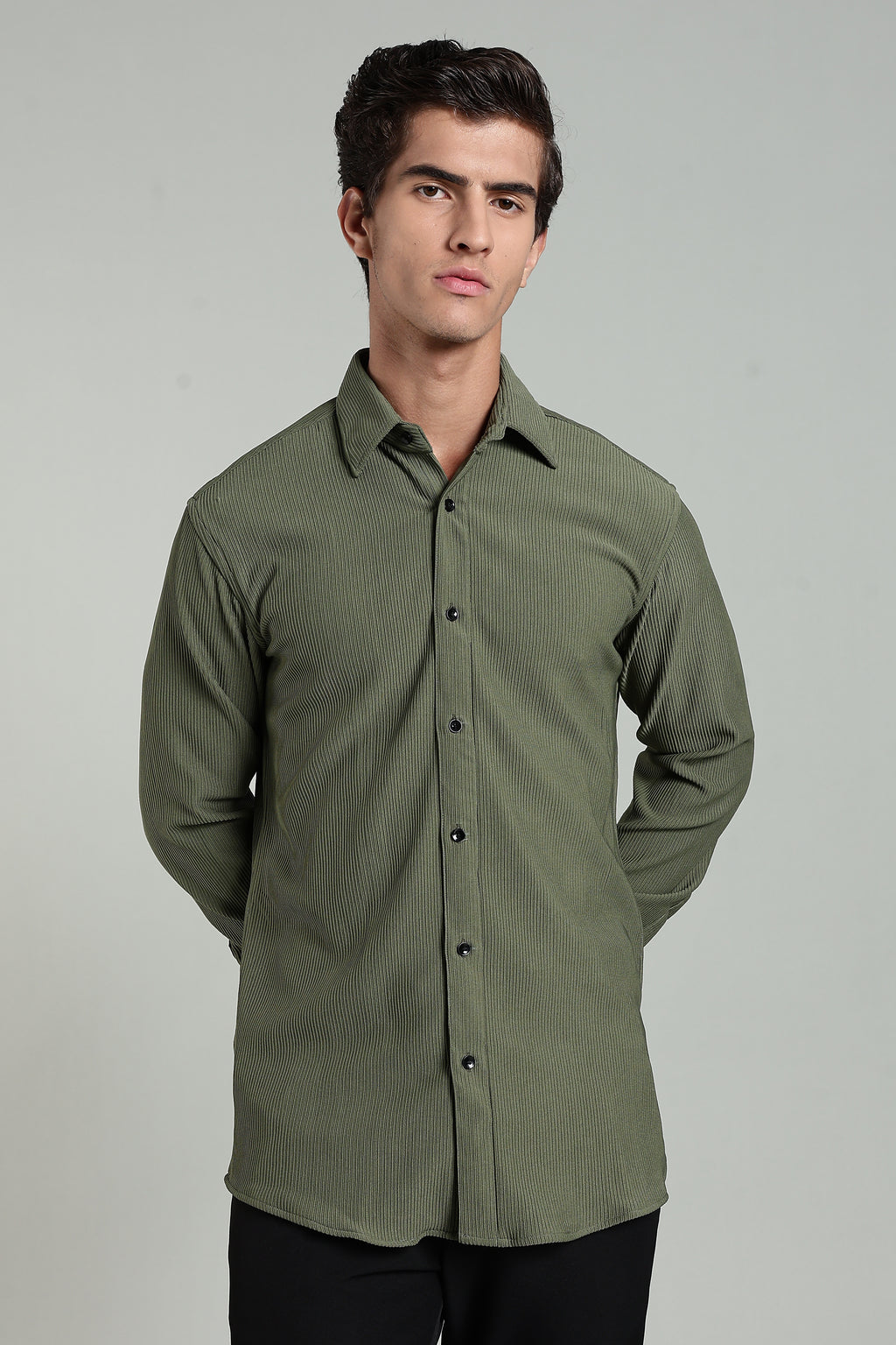 Olive Green Corduroy - Full Sleeve Shirt
