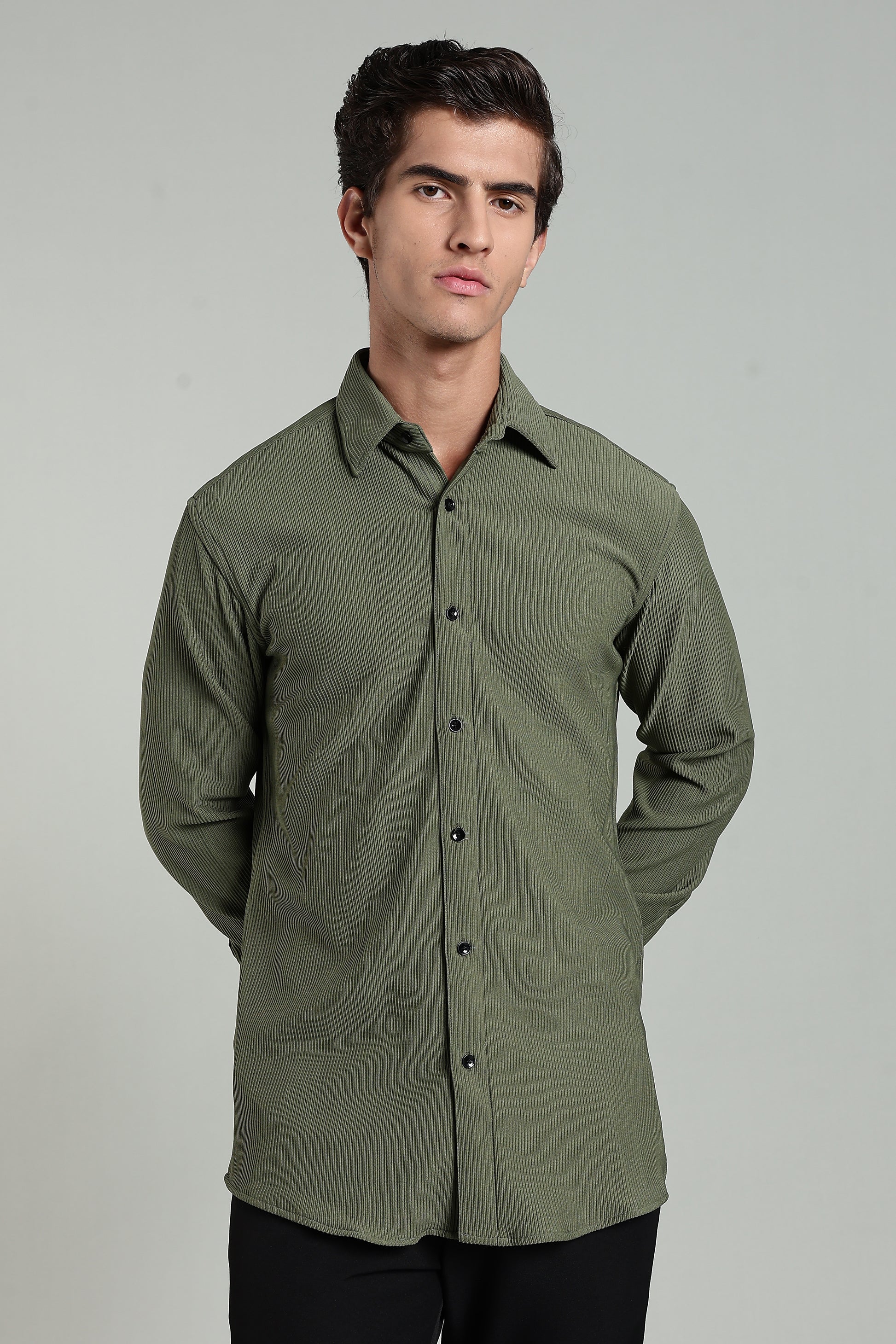 Olive Green Corduroy - Full Sleeve Shirt
