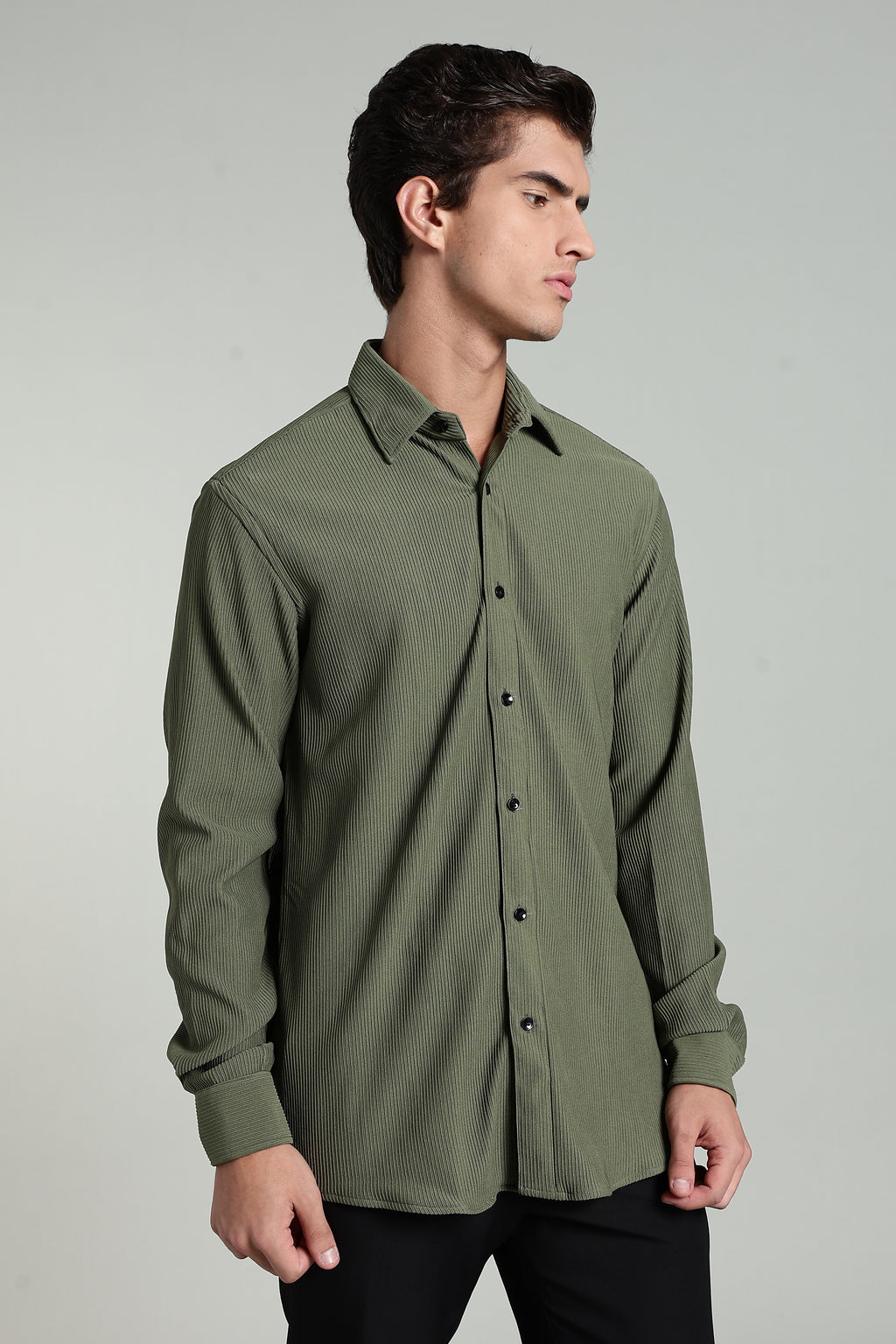 Olive Green Corduroy - Full Sleeve Shirt