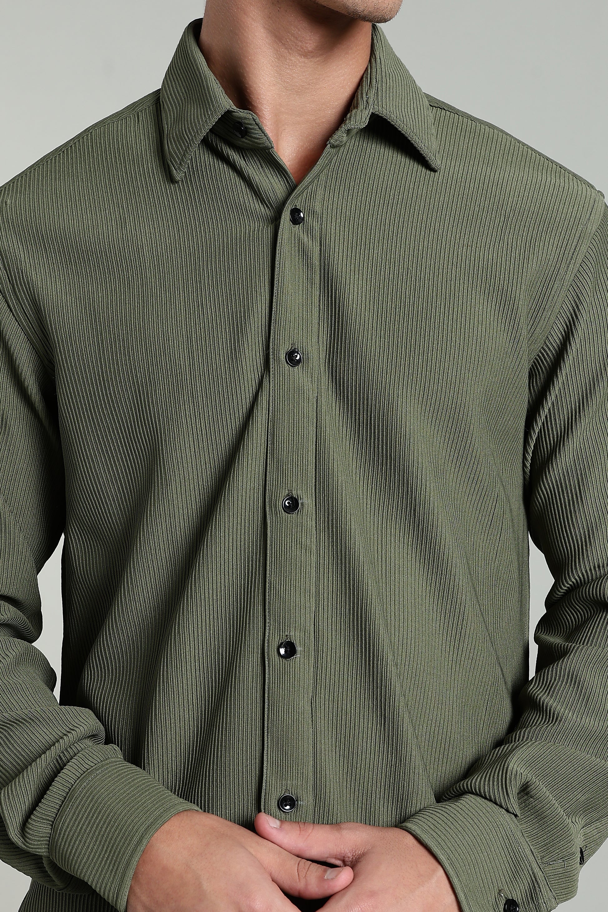 Olive Green Corduroy - Full Sleeve Shirt