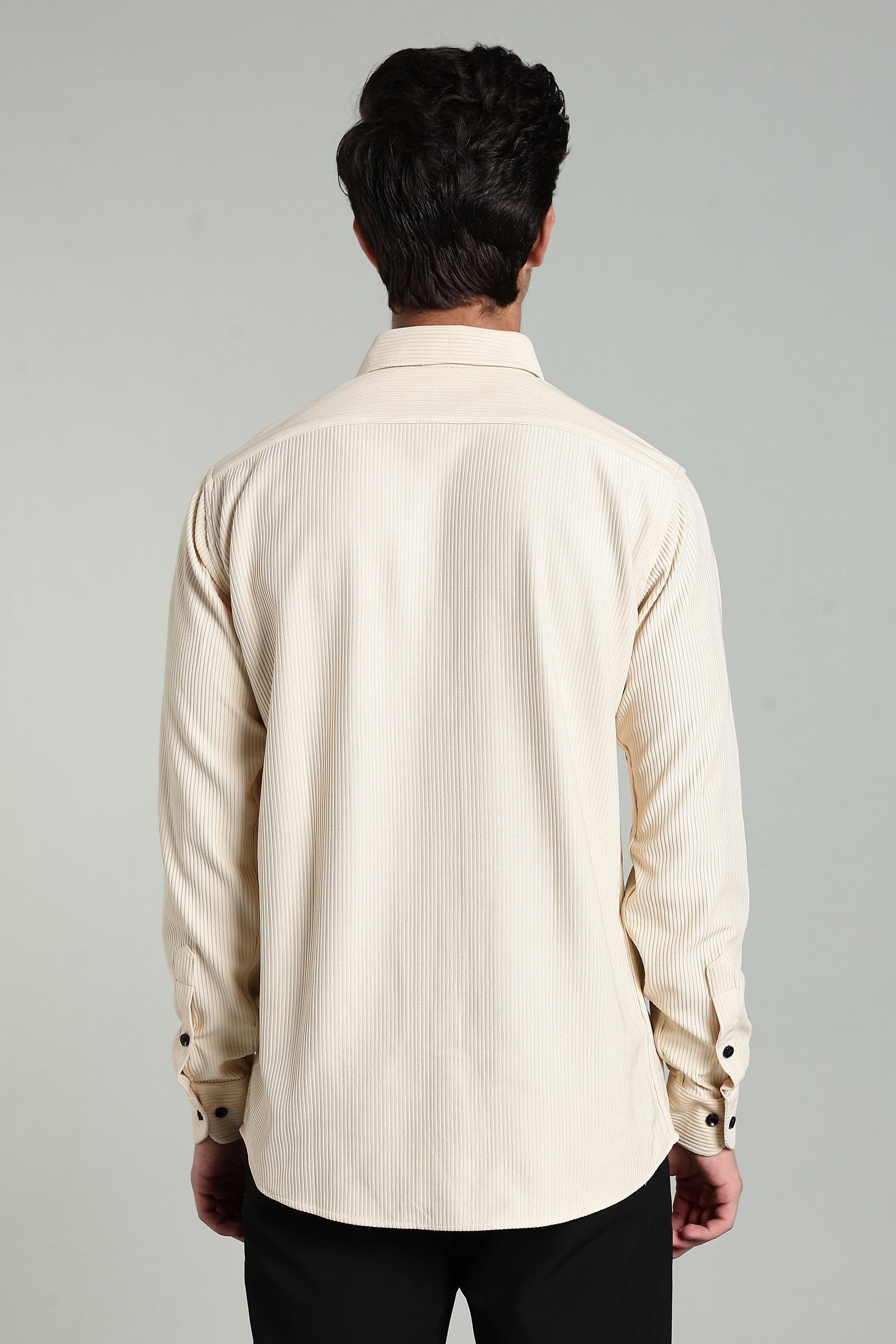Cream Beige Corduroy - Full Sleeve Shirt