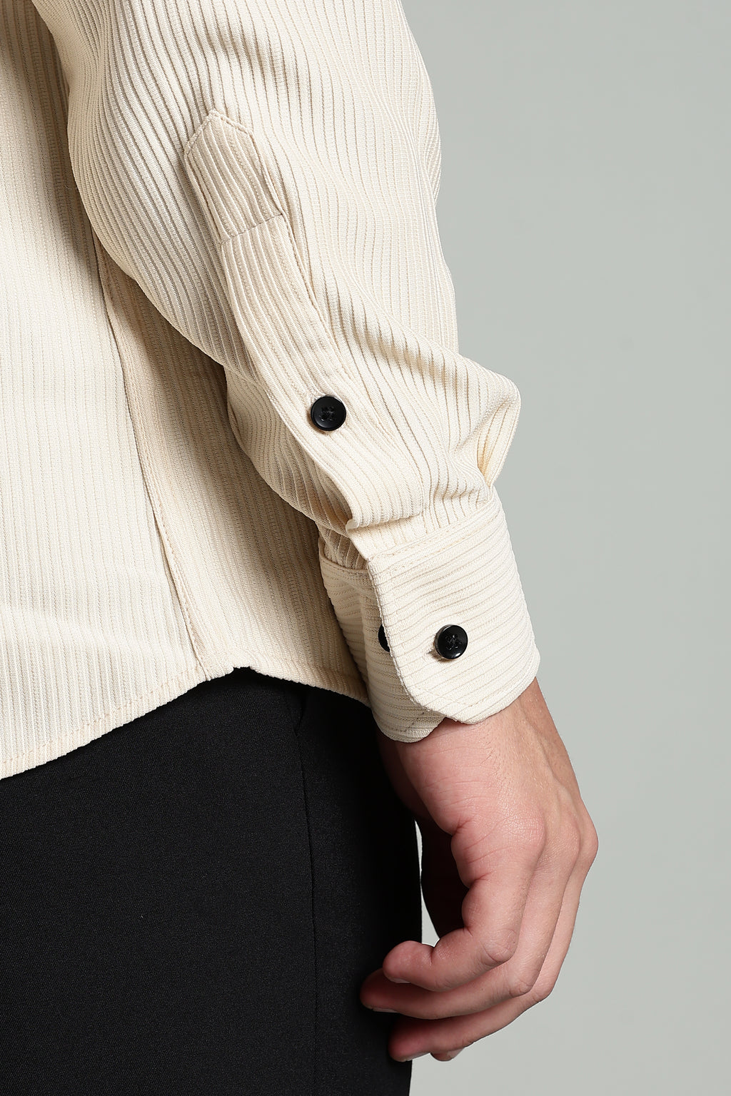 Cream Beige Corduroy - Full Sleeve Shirt
