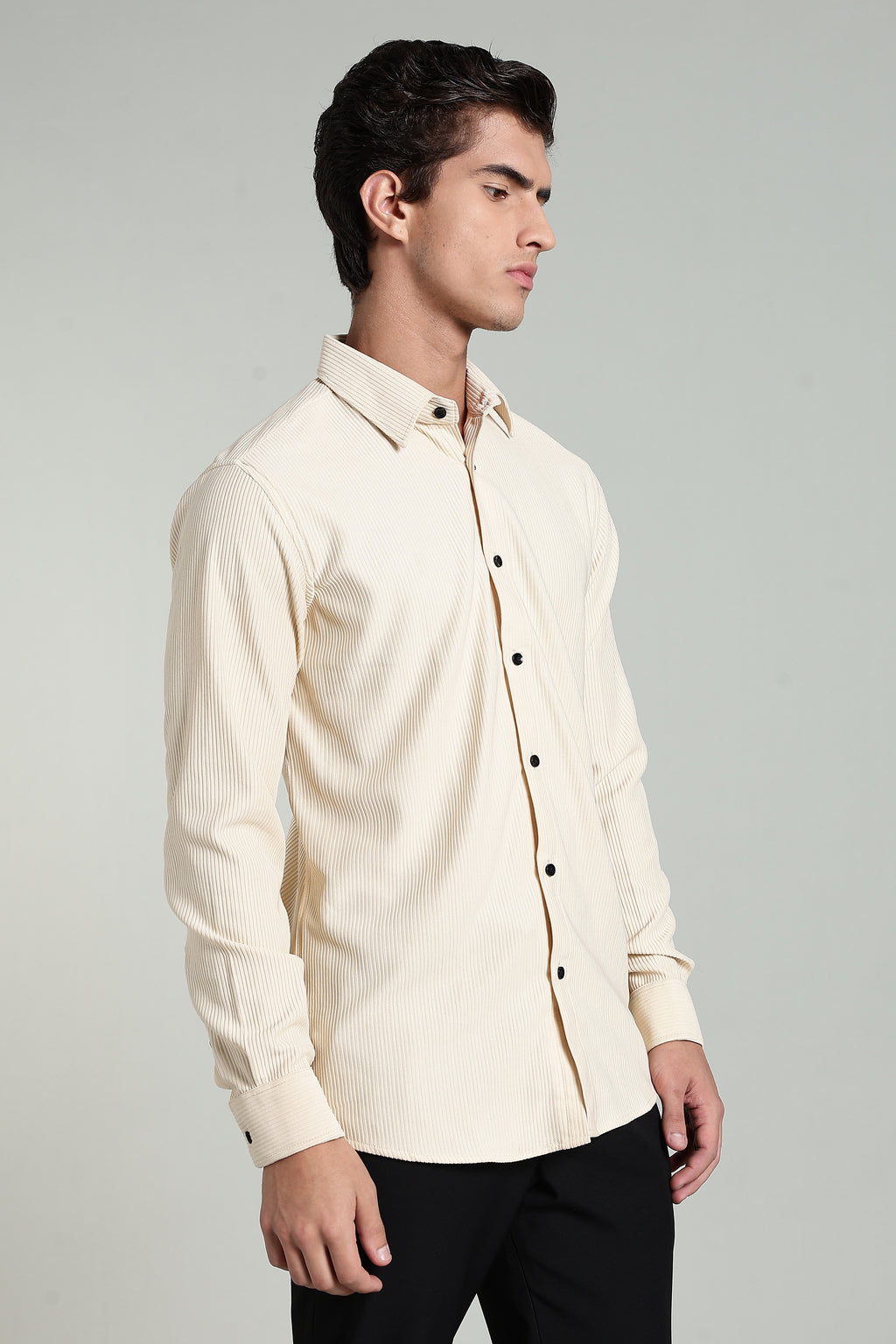 Cream Beige Corduroy - Full Sleeve Shirt