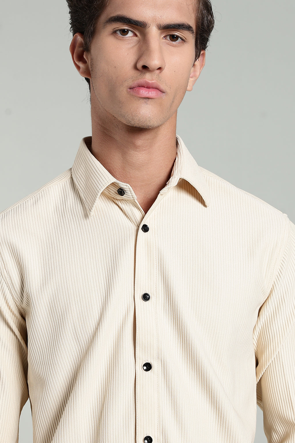 Cream Beige Corduroy - Full Sleeve Shirt