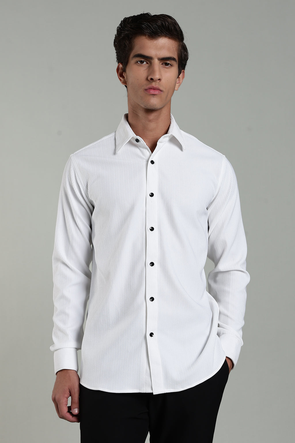 Royal White Corduroy - Full Sleeve Shirt